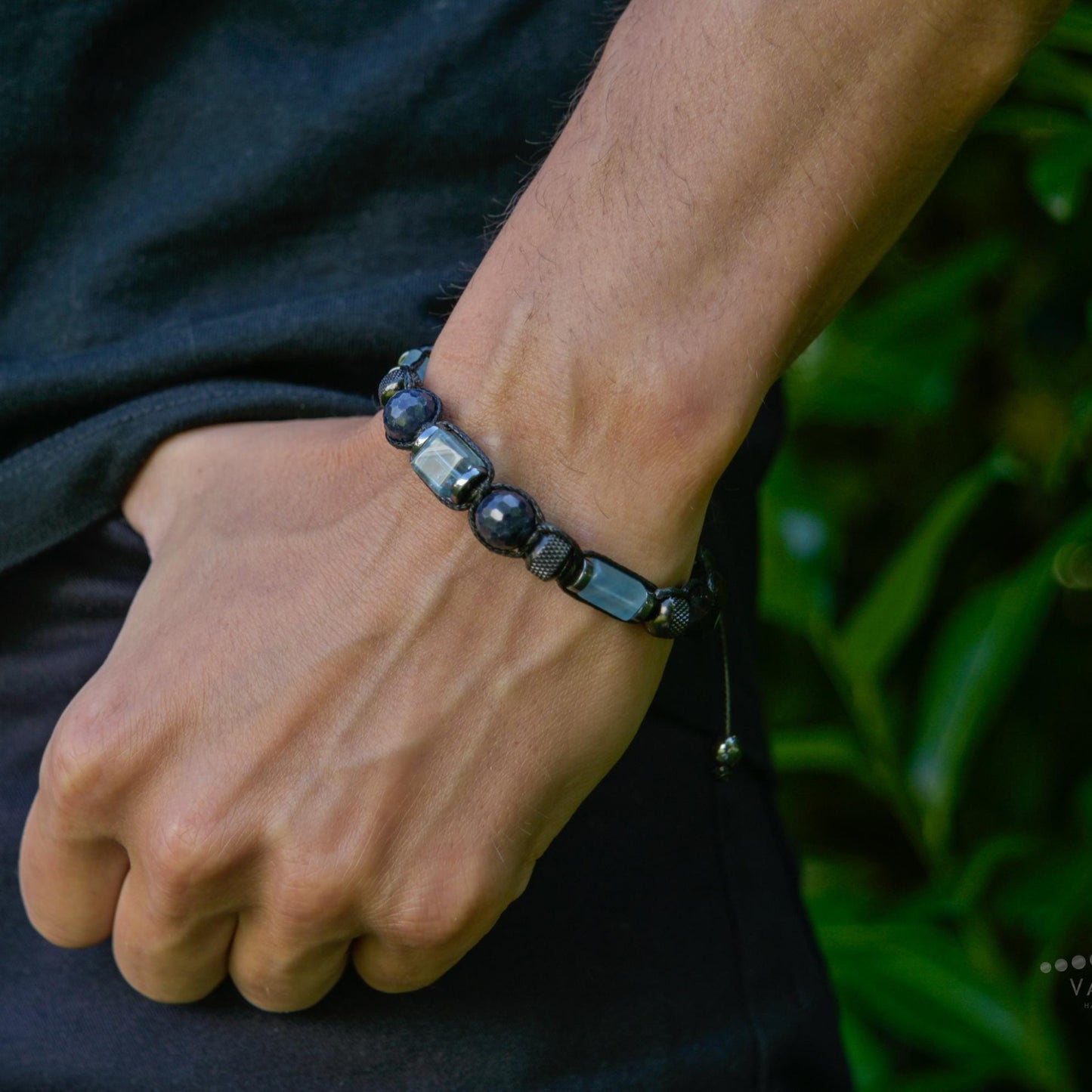 Men's Blue Topaz Sapphire Tourmaline Adjustable Bracelet, Handmade Gemstone Bracelet, Crystal Jewelry Gift for Him- Shamballa Bracelet - Mantra Bracelet - Yoga Bracelet - Birthstone Bracelet - Gemstone Bracelet Men - Chakra Bracelet - Macrame Bracelet - Healing Bracelet - Gift for Father - Gift For Men - Valinde