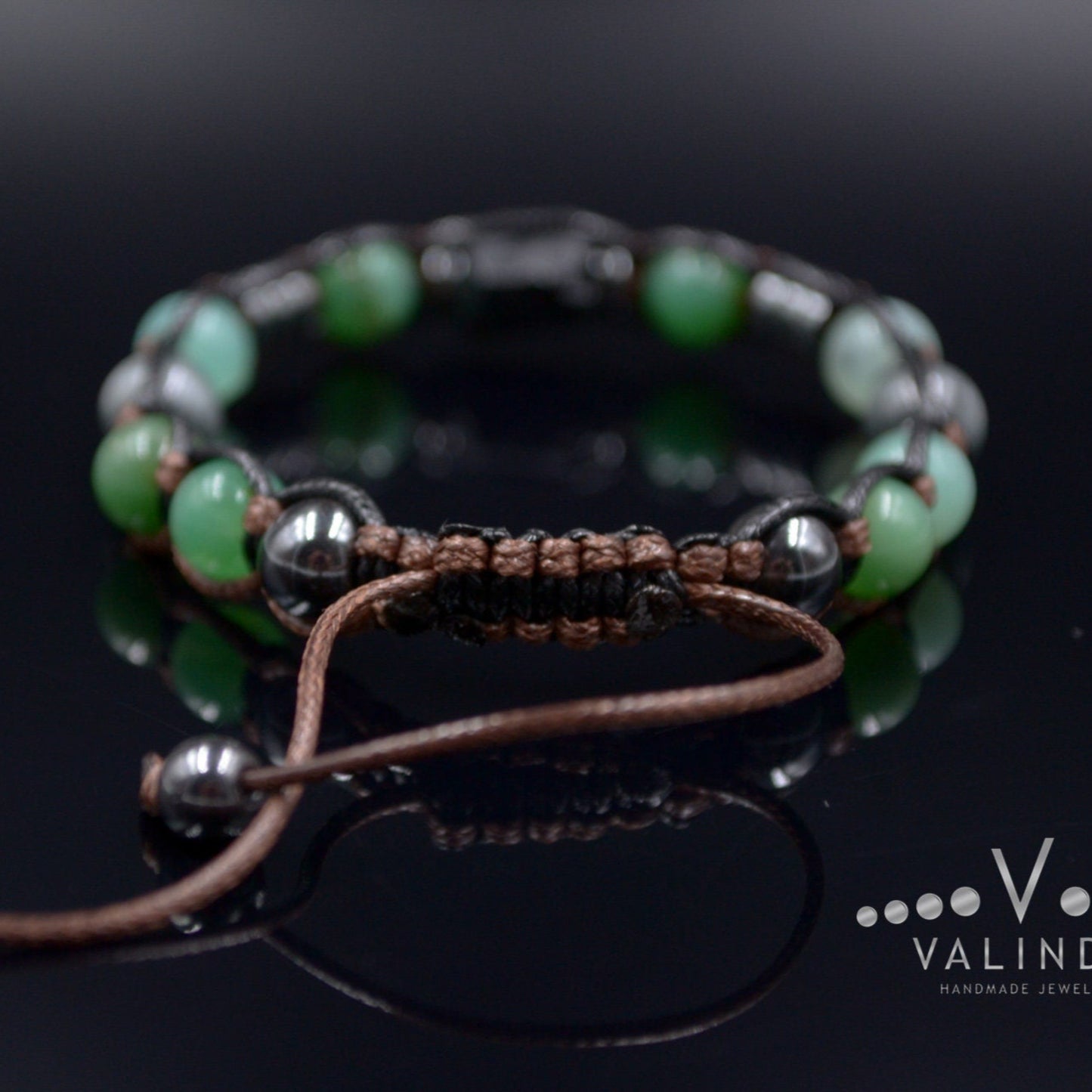 Men's Chrysoprase Bracelet / Black Tourmalite Bead Bracelet / Adjustable Gemstone Bracelet / Natural Green Chrysoprase Bead Bracelet - Shamballa Bracelet - Mantra Bracelet - Birthstone Bracelet - Gemstone Bracelet Men - Chakra Bracelet - Macrame Bracelet - Healing Bracelet - Valinde