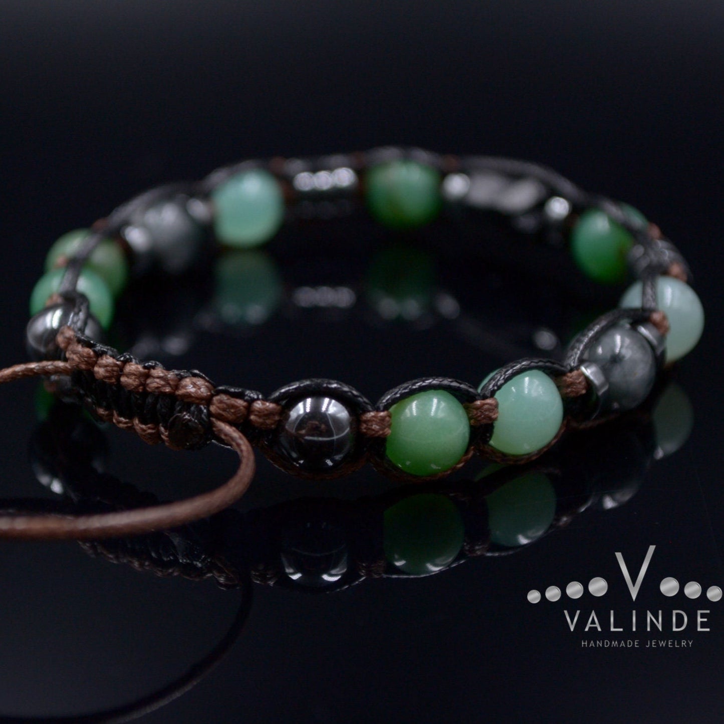 Men's Chrysoprase Bracelet / Black Tourmalite Bead Bracelet / Adjustable Gemstone Bracelet / Natural Green Chrysoprase Bead Bracelet - Shamballa Bracelet - Mantra Bracelet - Birthstone Bracelet - Gemstone Bracelet Men - Chakra Bracelet - Macrame Bracelet - Healing Bracelet - Valinde