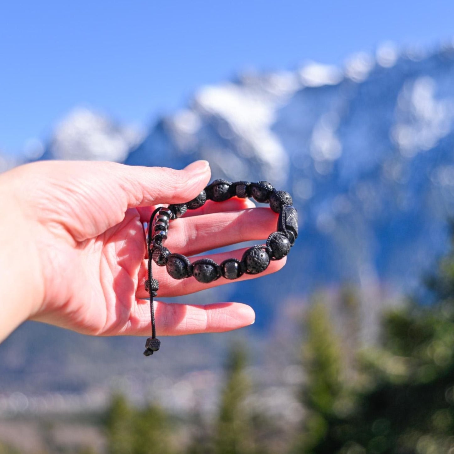 Black Tourmaline Lava Rock Steel Beaded Bracelet for Men, Lava Stone Braided Adjustable Bracelet, Gift for Him, Anniversary Gift, Men's Gift - Shamballa Bracelet - Birthstone Bracelet - Gemstone Bracelet Men - Chakra Bracelet - Macrame Bracelet - Healing Bracelet - Valinde