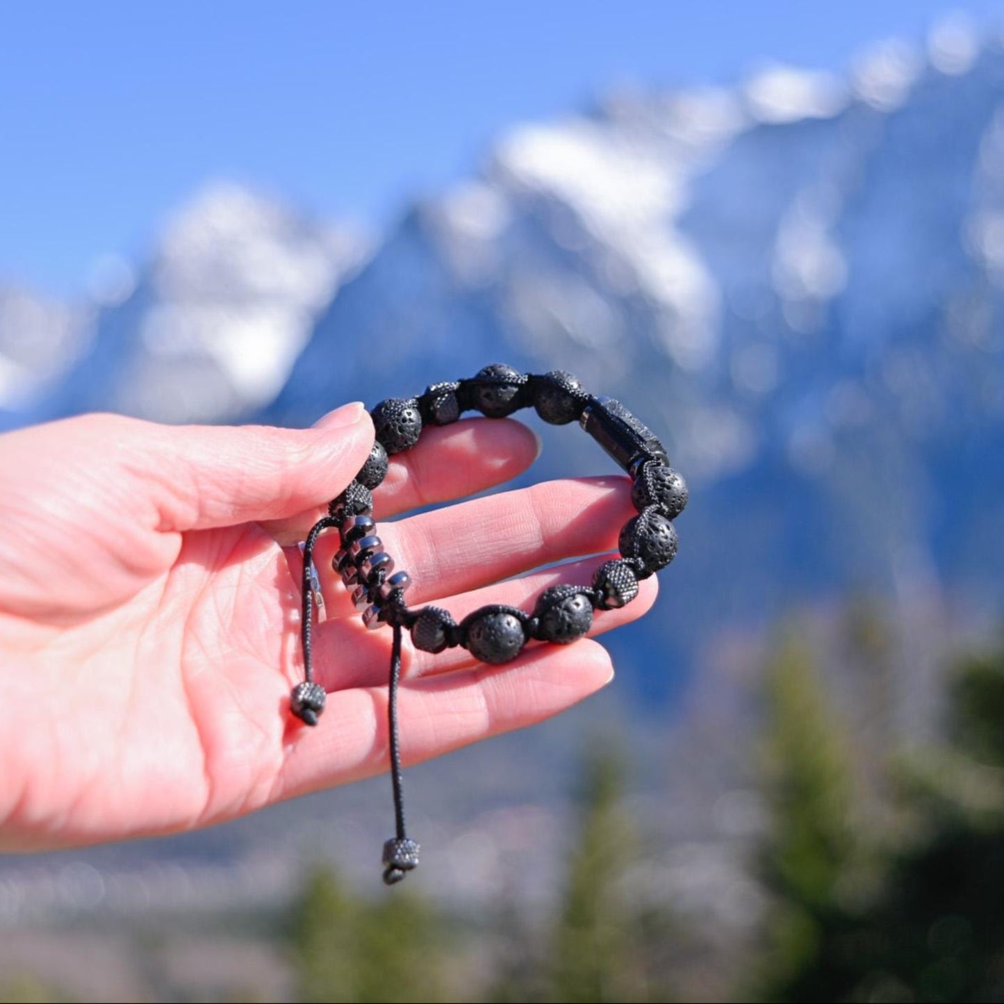Black Tourmaline Lava Rock Steel Beaded Bracelet for Men, Lava Stone Braided Adjustable Bracelet, Gift for Him, Anniversary Gift, Men's Gift - Shamballa Bracelet - Birthstone Bracelet - Gemstone Bracelet Men - Chakra Bracelet - Macrame Bracelet - Healing Bracelet - Valinde