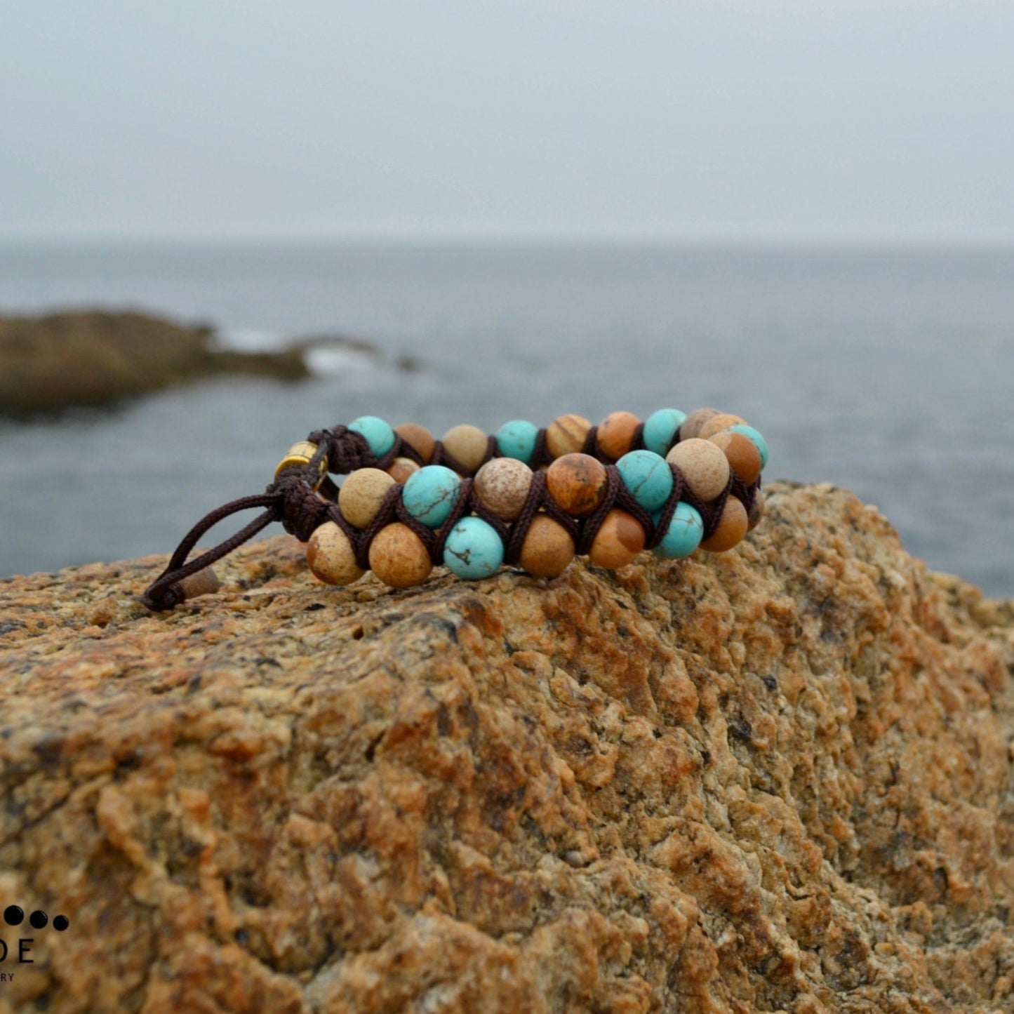 Men's Brown Jasper Double Bracelet Turquoise Beads Bracelet Double Row Bracelet Macrame Stone Bracelet Gift for Men Adjustable Bracelet - Shamballa Bracelet - Birthstone Bracelet - Gemstone Bracelet Men - Chakra Bracelet - Macrame Bracelet - Healing Bracelet - Valinde
