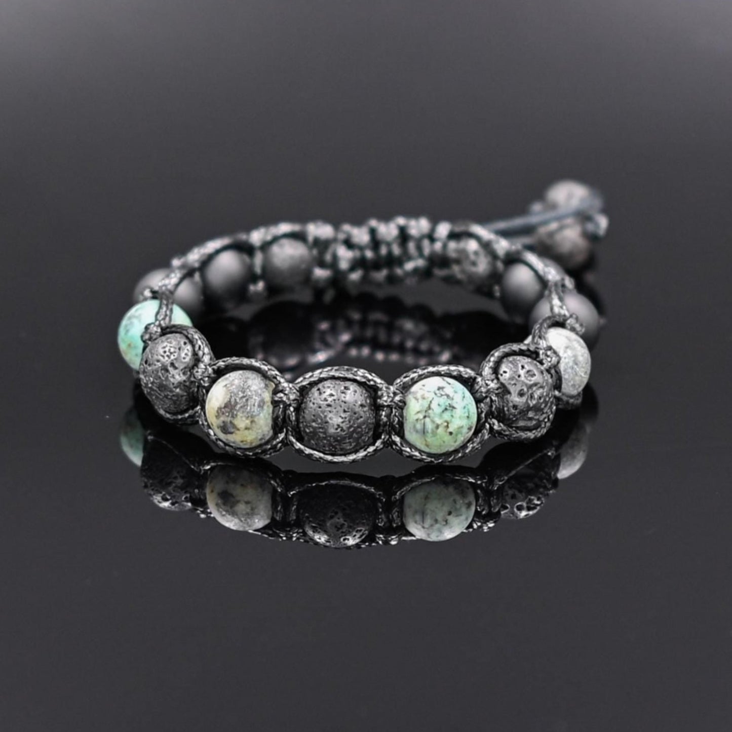 Men's African Turquoise Bracelet Lava Stone Beads Bracelet Green Bracelet Birthday Gift Gift for Husband Gemstone Adjustable Bracelet - Shamballa Bracelet - Mantra Bracelet - Yoga Bracelet - Birthstone Bracelet - Gemstone Bracelet Men - Chakra Bracelet - Macrame Bracelet - Healing Bracelet - Gift for Father - Gift For Men - Valinde