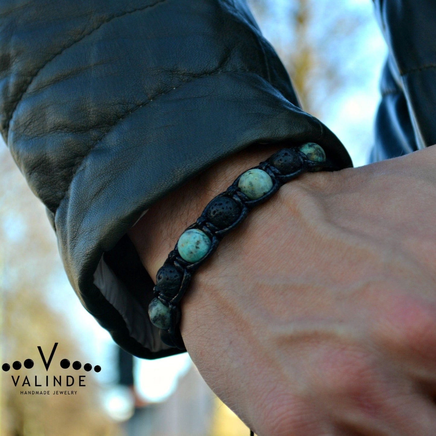 Men's African Turquoise Bracelet Lava Stone Beads Bracelet Green Bracelet Birthday Gift Gift for Husband Gemstone Adjustable Bracelet - Shamballa Bracelet - Mantra Bracelet - Yoga Bracelet - Birthstone Bracelet - Gemstone Bracelet Men - Chakra Bracelet - Macrame Bracelet - Healing Bracelet - Gift for Father - Gift For Men - Valinde
