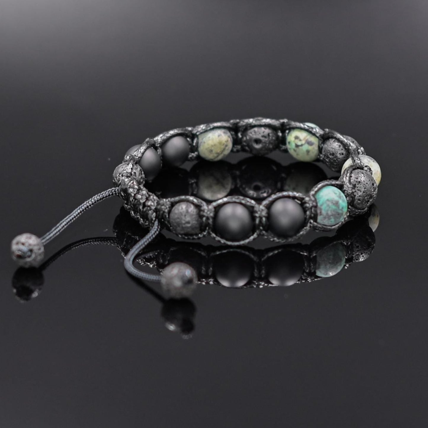 Men's African Turquoise Bracelet Lava Stone Beads Bracelet Green Bracelet Birthday Gift Gift for Husband Gemstone Adjustable Bracelet - Shamballa Bracelet - Mantra Bracelet - Yoga Bracelet - Birthstone Bracelet - Gemstone Bracelet Men - Chakra Bracelet - Macrame Bracelet - Healing Bracelet - Gift for Father - Gift For Men - Valinde