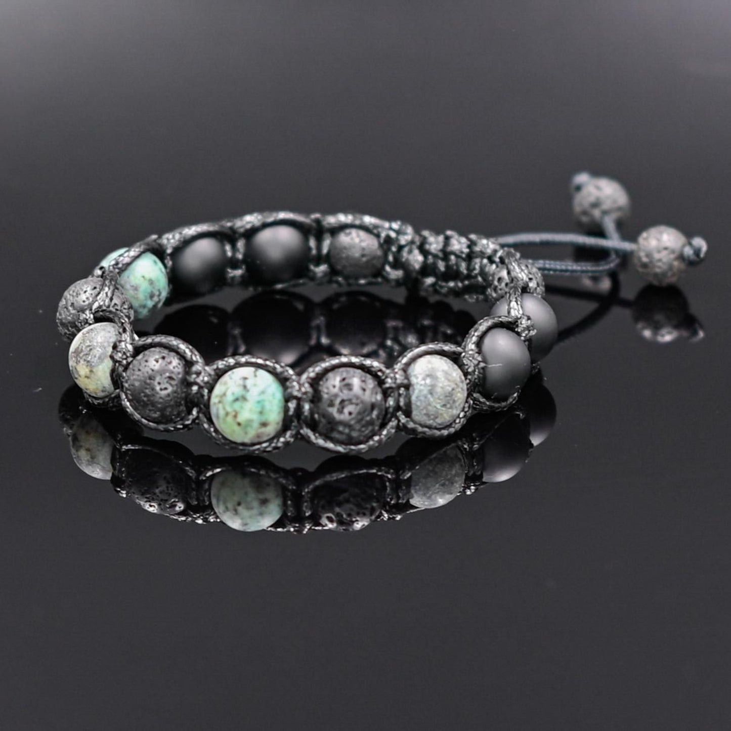 Men's African Turquoise Bracelet Lava Stone Beads Bracelet Green Bracelet Birthday Gift Gift for Husband Gemstone Adjustable Bracelet - Shamballa Bracelet - Mantra Bracelet - Yoga Bracelet - Birthstone Bracelet - Gemstone Bracelet Men - Chakra Bracelet - Macrame Bracelet - Healing Bracelet - Gift for Father - Gift For Men - Valinde