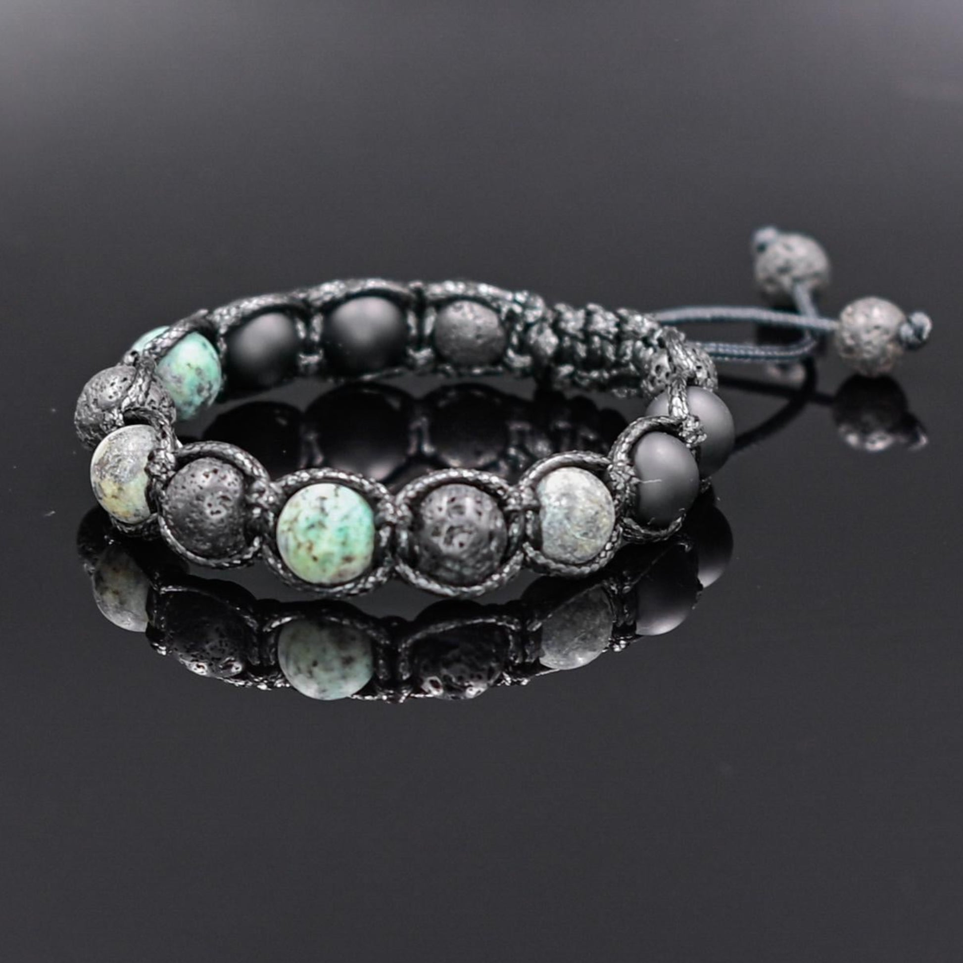 Men's African Turquoise Bracelet Lava Stone Beads Bracelet Green Bracelet Birthday Gift Gift for Husband Gemstone Adjustable Bracelet - Shamballa Bracelet - Mantra Bracelet  -  Yoga Bracelet -  Birthstone Bracelet - Gemstone Bracelet Men - Chakra Bracelet - Macrame Bracelet - Healing Bracelet - Gift for Father - Gift For Men - Valinde