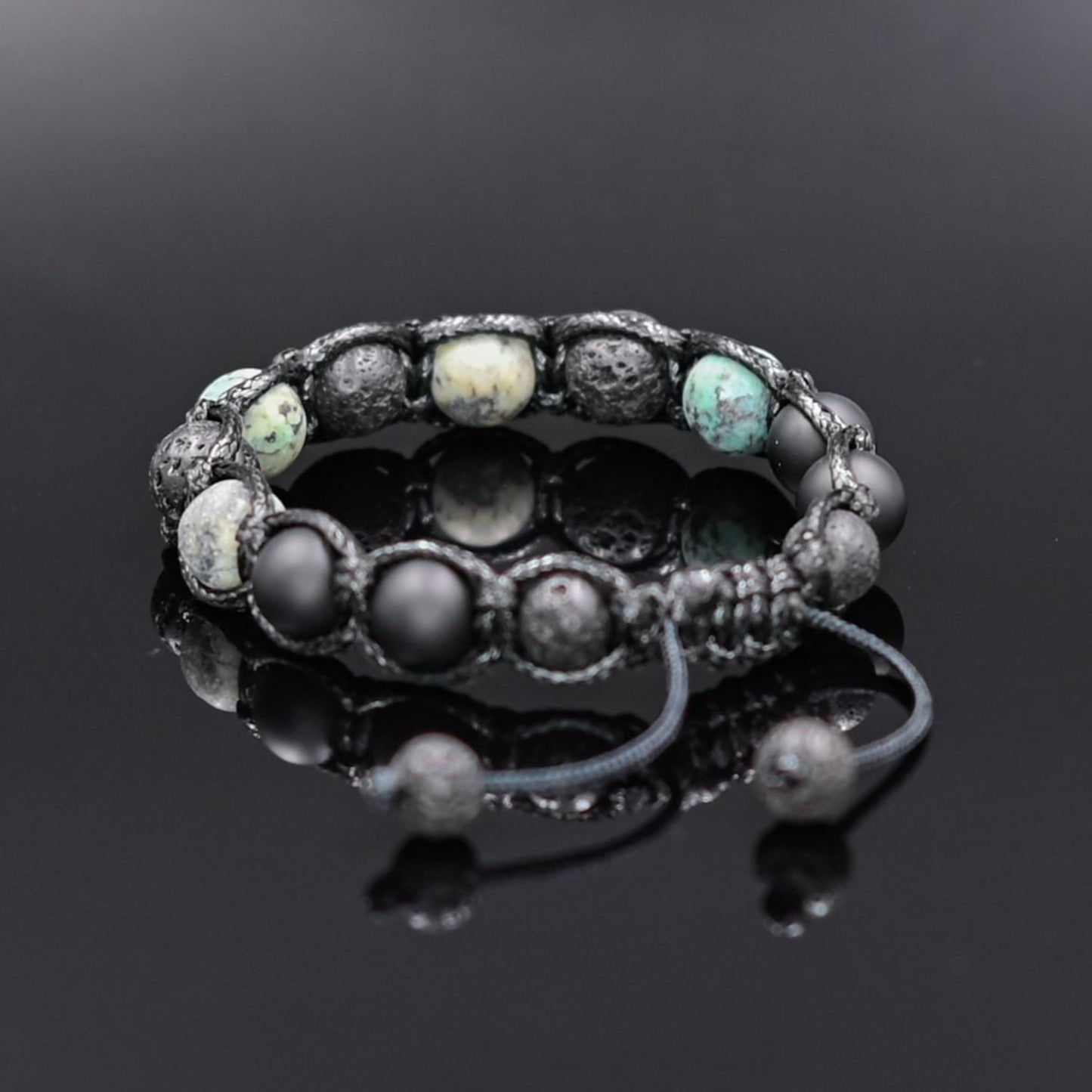 Men's African Turquoise Bracelet Lava Stone Beads Bracelet Green Bracelet Birthday Gift Gift for Husband Gemstone Adjustable Bracelet - Shamballa Bracelet - Mantra Bracelet - Yoga Bracelet - Birthstone Bracelet - Gemstone Bracelet Men - Chakra Bracelet - Macrame Bracelet - Healing Bracelet - Gift for Father - Gift For Men - Valinde