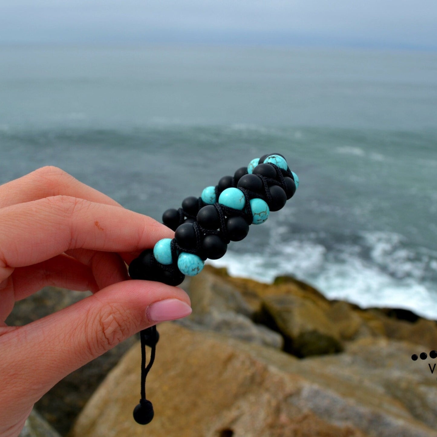 Men's Turquoise Beaded Bracelet Double Row Bracelet Black Onyx Bracelet Gift for Men Adjustable Macrame Bracelet Stone Two Row Bracelet - Shamballa Bracelet - Birthstone Bracelet - Gemstone Bracelet Men - Chakra Bracelet - Macrame Bracelet - Healing Bracelet - Valinde