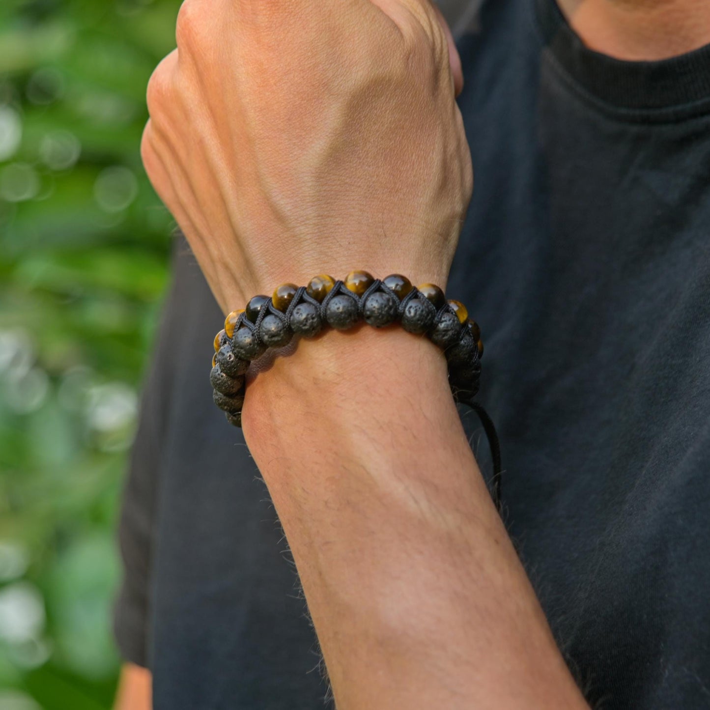 Men's Lava Stone Bracelet Double Row Bracelet Tiger's Eye Bracelet Macrame Bracelet Adjustable Bracelet Gift for Men Tiger Eye Bracelet - Shamballa Bracelet - Mantra Bracelet - Yoga Bracelet - Birthstone Bracelet - Gemstone Bracelet Men - Chakra Bracelet - Macrame Bracelet - Healing Bracelet - Gift for Father - Gift For Men - Valinde
