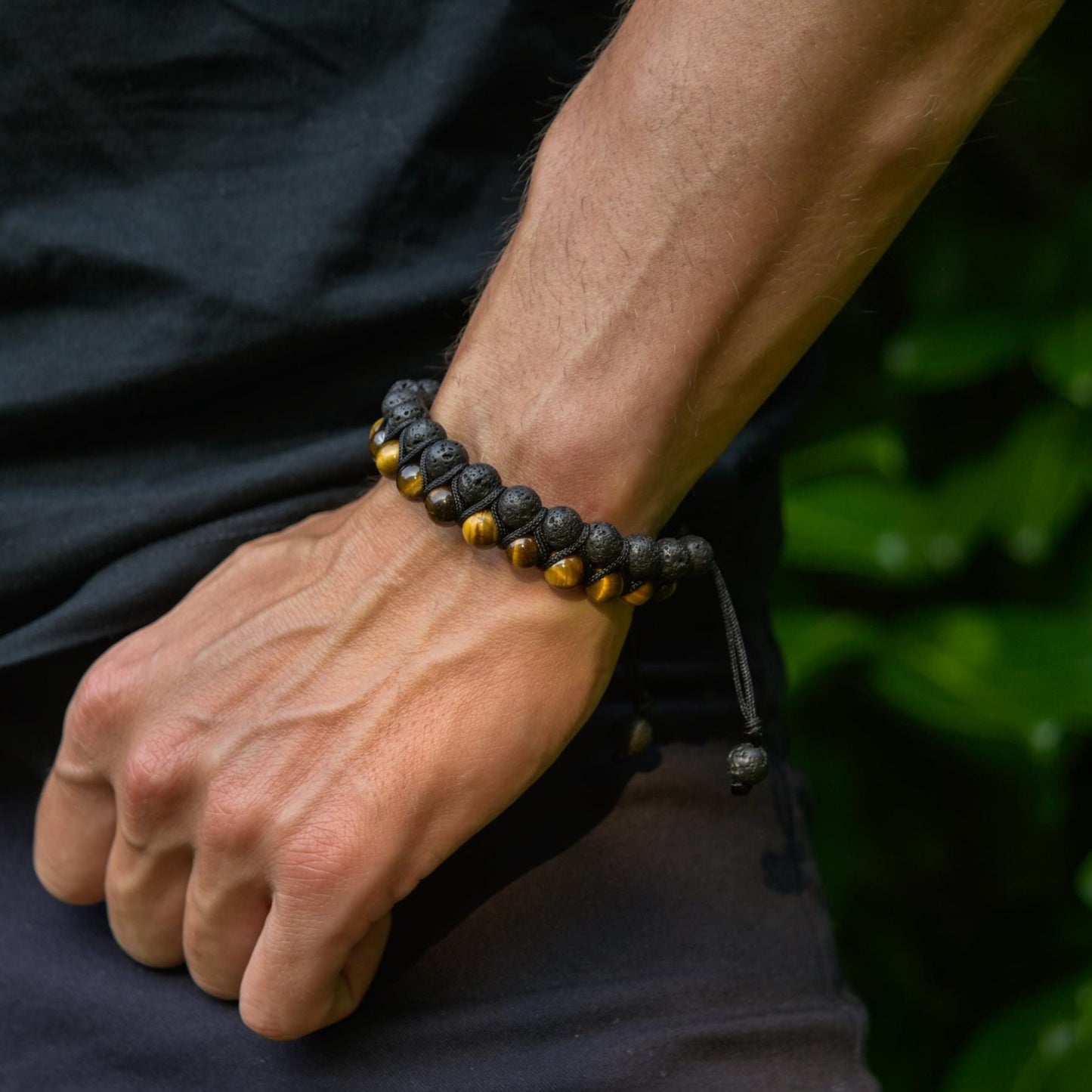 Men's Lava Stone Bracelet Double Row Bracelet Tiger's Eye Bracelet Macrame Bracelet Adjustable Bracelet Gift for Men Tiger Eye Bracelet - Shamballa Bracelet - Mantra Bracelet - Yoga Bracelet - Birthstone Bracelet - Gemstone Bracelet Men - Chakra Bracelet - Macrame Bracelet - Healing Bracelet - Gift for Father - Gift For Men - Valinde