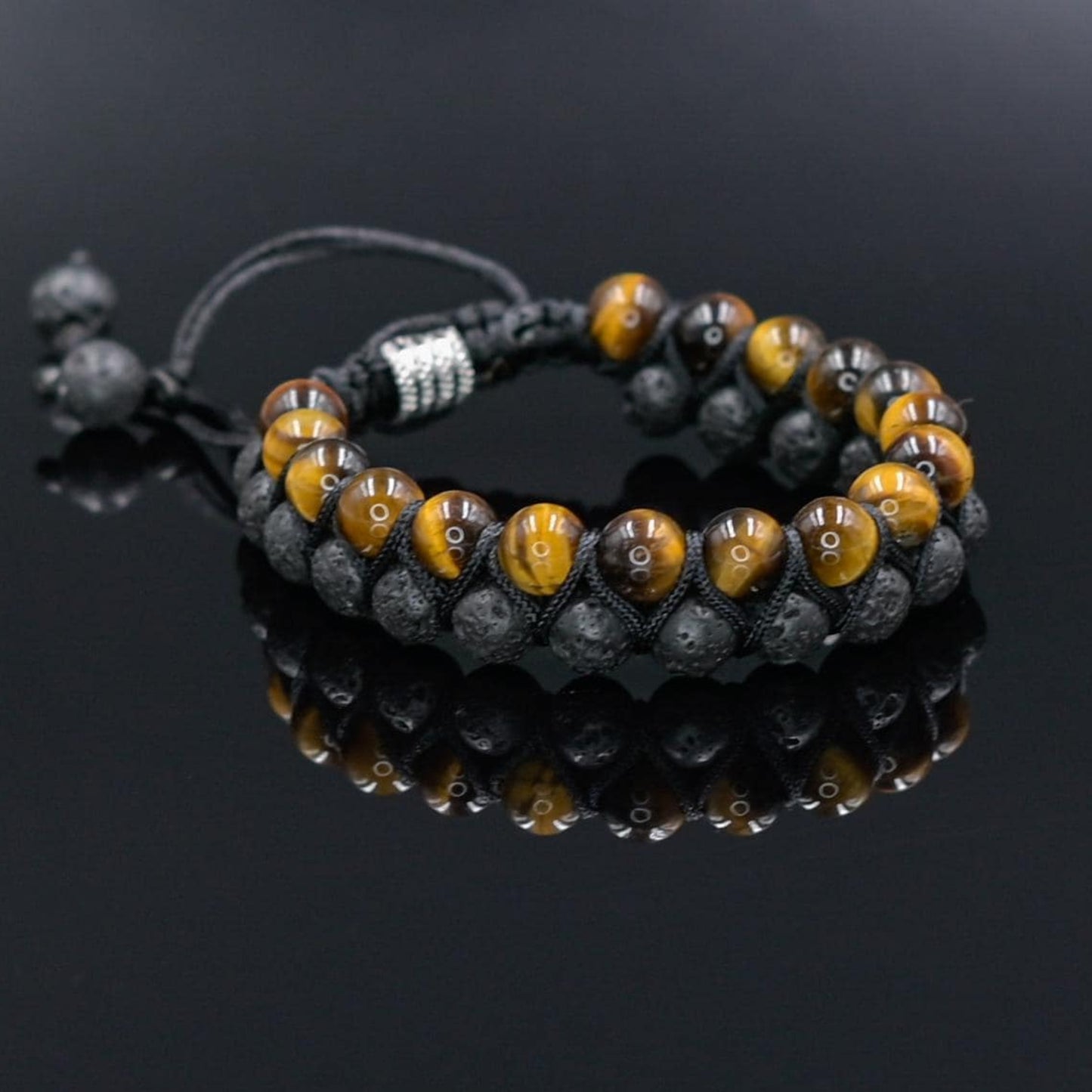 Men's Lava Stone Bracelet Double Row Bracelet Tiger's Eye Bracelet Macrame Bracelet Adjustable Bracelet Gift for Men Tiger Eye Bracelet - Shamballa Bracelet - Mantra Bracelet - Yoga Bracelet - Birthstone Bracelet - Gemstone Bracelet Men - Chakra Bracelet - Macrame Bracelet - Healing Bracelet - Gift for Father - Gift For Men - Valinde