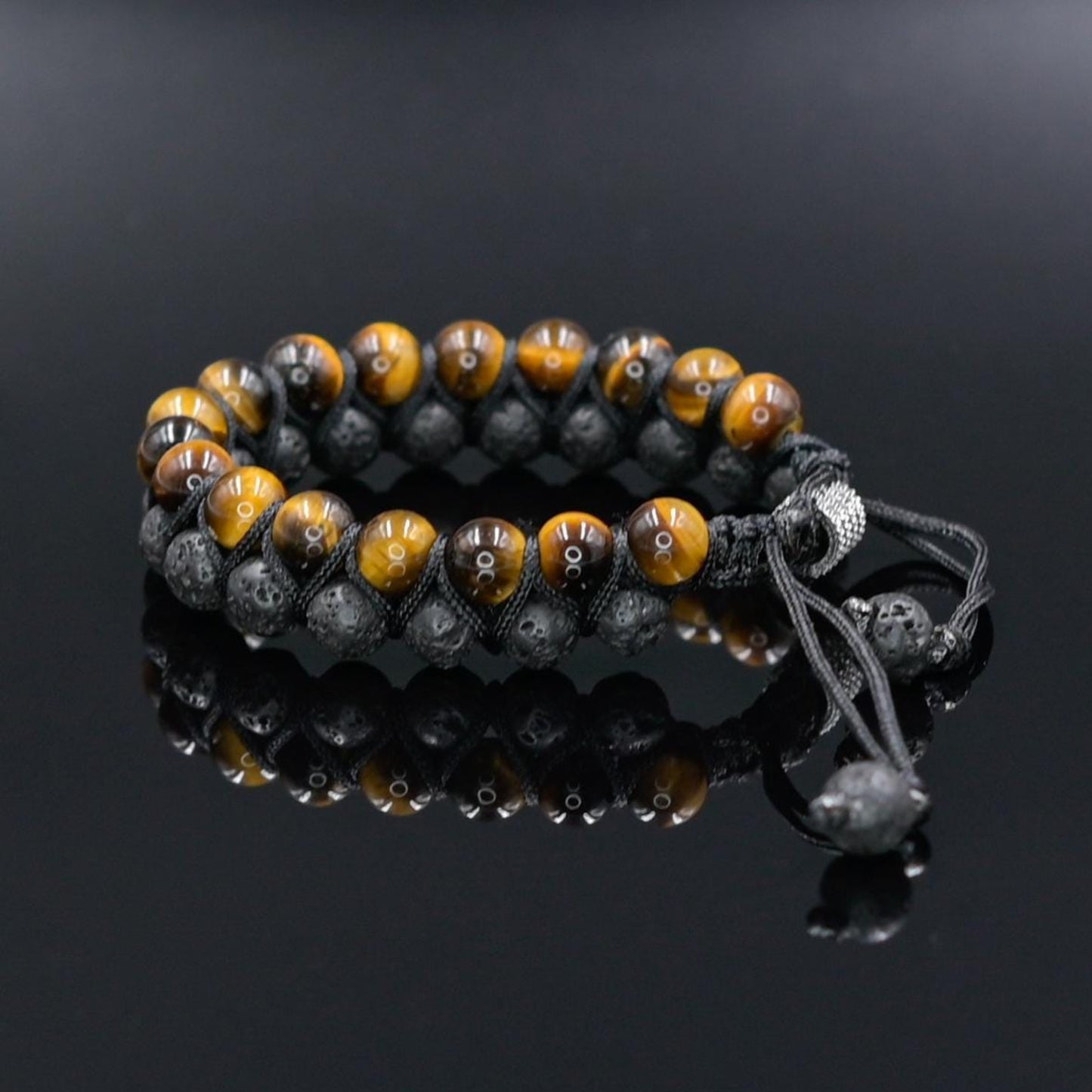 Men's Lava Stone Bracelet Double Row Bracelet Tiger's Eye Bracelet Macrame Bracelet Adjustable Bracelet Gift for Men Tiger Eye Bracelet - Shamballa Bracelet - Mantra Bracelet - Yoga Bracelet - Birthstone Bracelet - Gemstone Bracelet Men - Chakra Bracelet - Macrame Bracelet - Healing Bracelet - Gift for Father - Gift For Men - Valinde