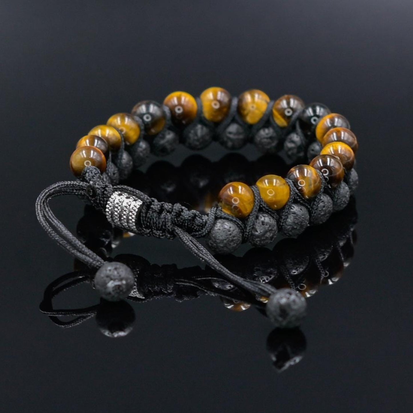 Men's Lava Stone Bracelet Double Row Bracelet Tiger's Eye Bracelet Macrame Bracelet Adjustable Bracelet Gift for Men Tiger Eye Bracelet - Shamballa Bracelet - Mantra Bracelet - Yoga Bracelet - Birthstone Bracelet - Gemstone Bracelet Men - Chakra Bracelet - Macrame Bracelet - Healing Bracelet - Gift for Father - Gift For Men - Valinde