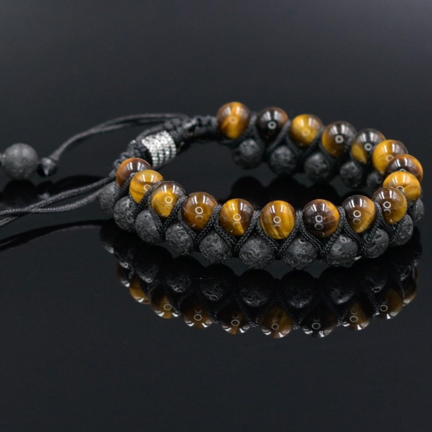 Men's Lava Stone Bracelet Double Row Bracelet Tiger's Eye Bracelet Macrame Bracelet Adjustable Bracelet Gift for Men Tiger Eye Bracelet - Shamballa Bracelet - Mantra Bracelet - Yoga Bracelet - Birthstone Bracelet - Gemstone Bracelet Men - Chakra Bracelet - Macrame Bracelet - Healing Bracelet - Gift for Father - Gift For Men - Valinde