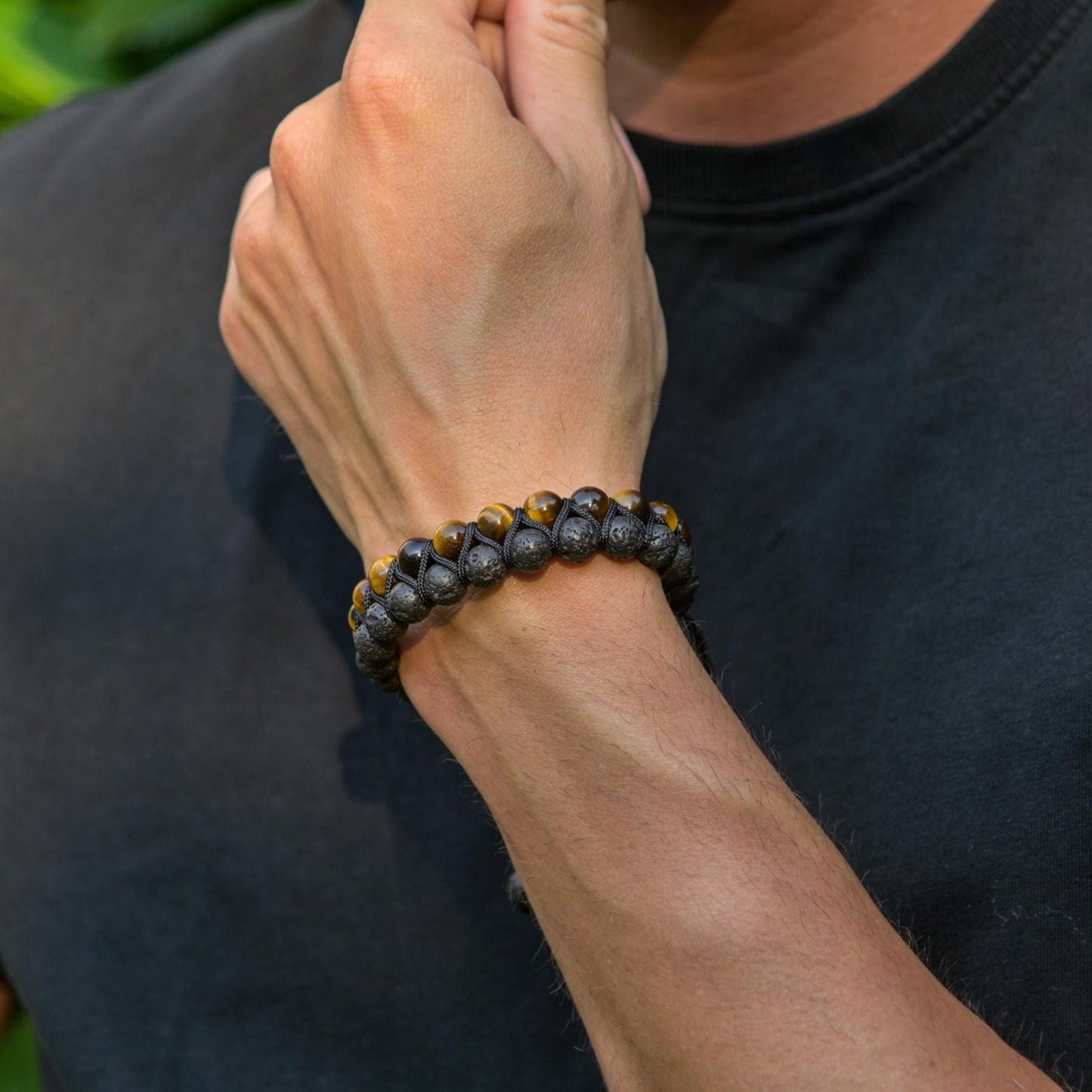 Men's Lava Stone Bracelet Double Row Bracelet Tiger's Eye Bracelet Macrame Bracelet Adjustable Bracelet Gift for Men Tiger Eye Bracelet - Shamballa Bracelet - Mantra Bracelet - Yoga Bracelet - Birthstone Bracelet - Gemstone Bracelet Men - Chakra Bracelet - Macrame Bracelet - Healing Bracelet - Gift for Father - Gift For Men - Valinde