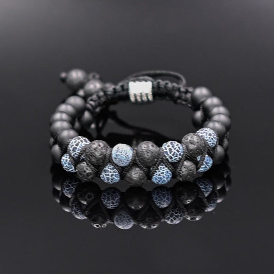 Double Agate Onyx Adjustable Bracelet, Men's Black Lava Stone Braided Bracelet, Anniversary Gift, Gemstone Macrame Bracelet, Birthday Gift - Shamballa Bracelet - Mantra Bracelet  -  Yoga Bracelet -  Birthstone Bracelet - Gemstone Bracelet Men - Chakra Bracelet - Macrame Bracelet - Healing Bracelet - Gift for Father - Gift For Men - Valinde