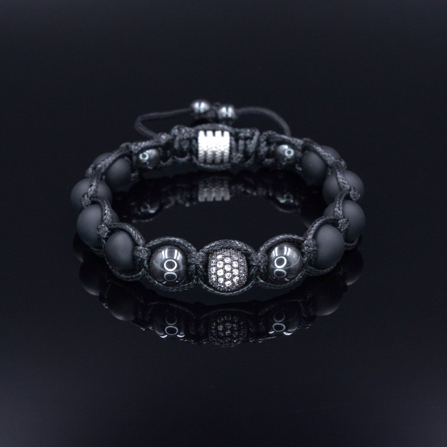 Men's Hematite Beaded Bracelet Cubic Zirconia Bracelet Gift for Men/Him Onyx Bracelet Black Bracelet Gemstone Bracelet Macrame Bracelet - Shamballa Bracelet - Mantra Bracelet - Birthstone Bracelet - Gemstone Bracelet Men - Chakra Bracelet - Macrame Bracelet - Healing Bracelet - Valinde Gift for Men
