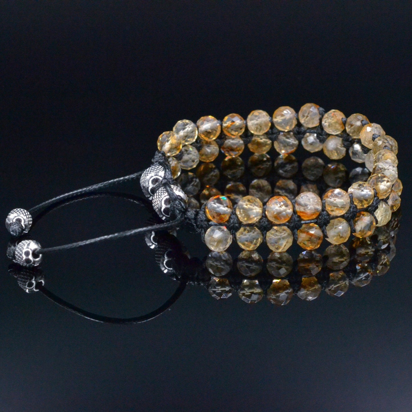 Citrine Double Bracelet, Men's Adjustable Double Row Bracelet, Steel Bead Bracelet, Christmas Gift, Macrame Braided Bracelet,Citrine Jewelry - Shamballa Bracelet - Birthstone Bracelet - Gemstone Bracelet Men - Chakra Bracelet - Macrame Bracelet - Healing Bracelet - Valinde
