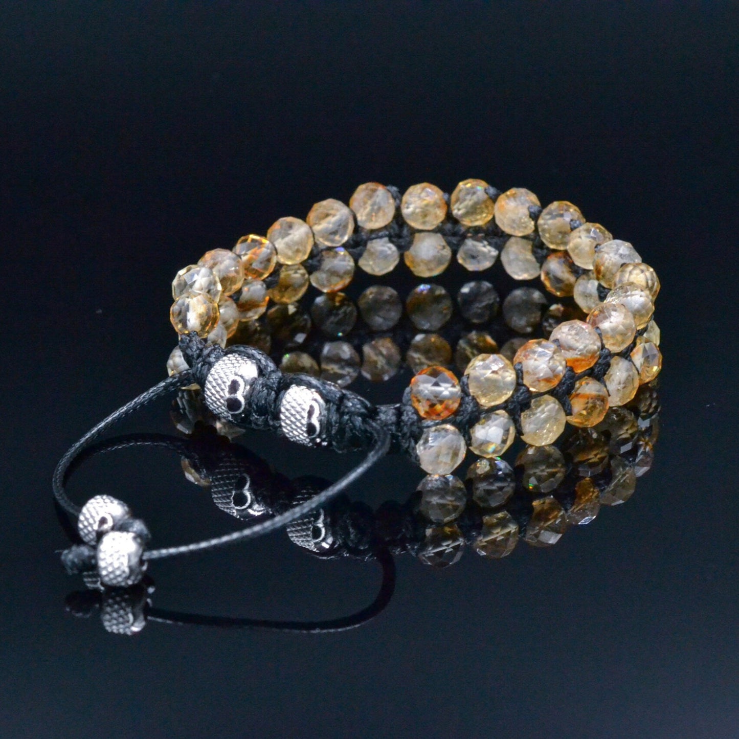 Citrine Double Bracelet, Men's Adjustable Double Row Bracelet, Steel Bead Bracelet, Christmas Gift, Macrame Braided Bracelet,Citrine Jewelry - Shamballa Bracelet - Birthstone Bracelet - Gemstone Bracelet Men - Chakra Bracelet - Macrame Bracelet - Healing Bracelet - Valinde