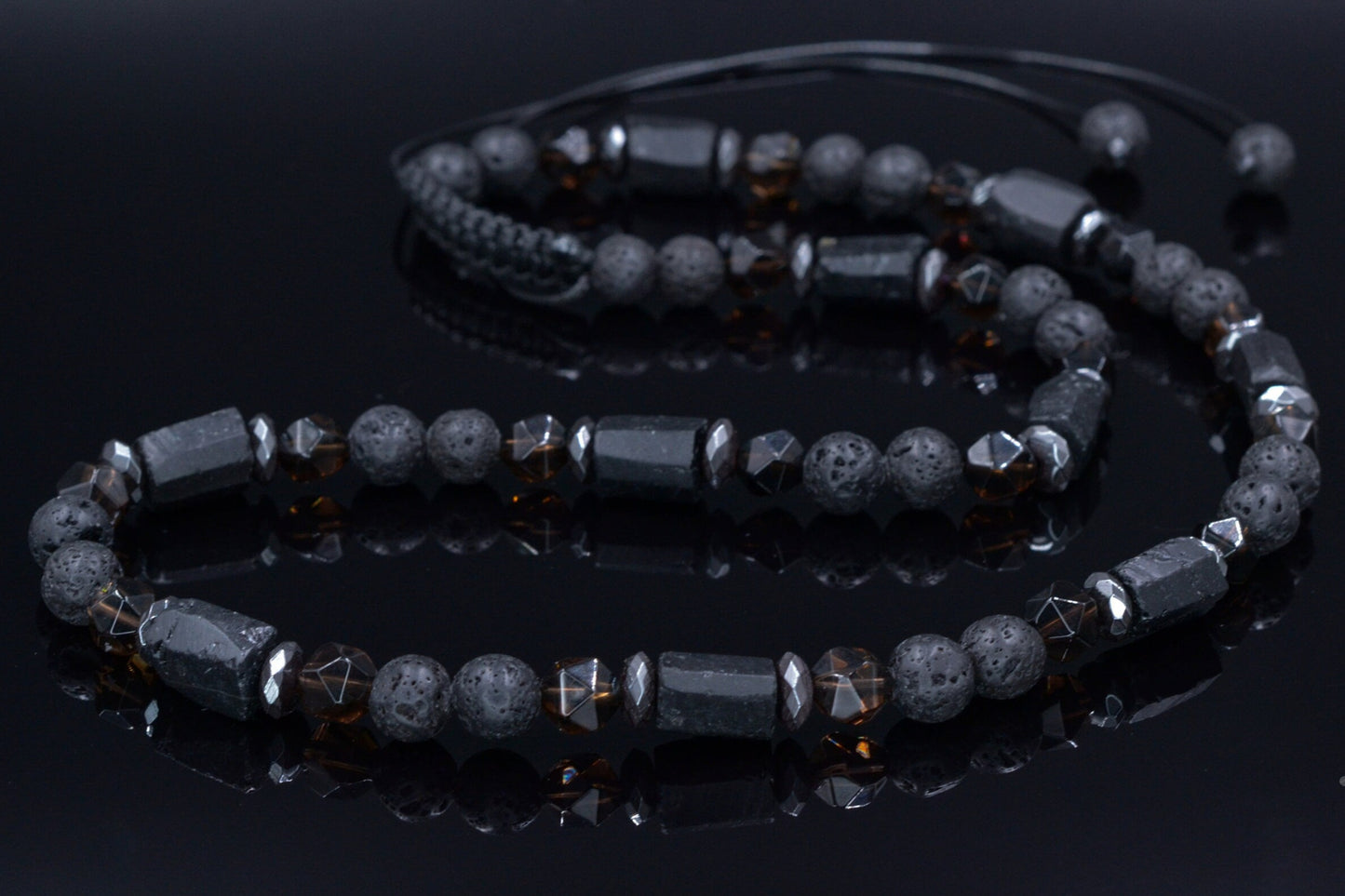 Black Tourmaline Short Necklace / Men's Lava Stone Necklace / Crystal Bead Necklace / Shorl Tourmaline Necklace / Gift for Men /Man Necklace - Shamballa Necklace - Birthstone Necklace - Gemstone Necklace Men - Chakra Necklace - Macrame Necklace - Healing Necklace - Valinde