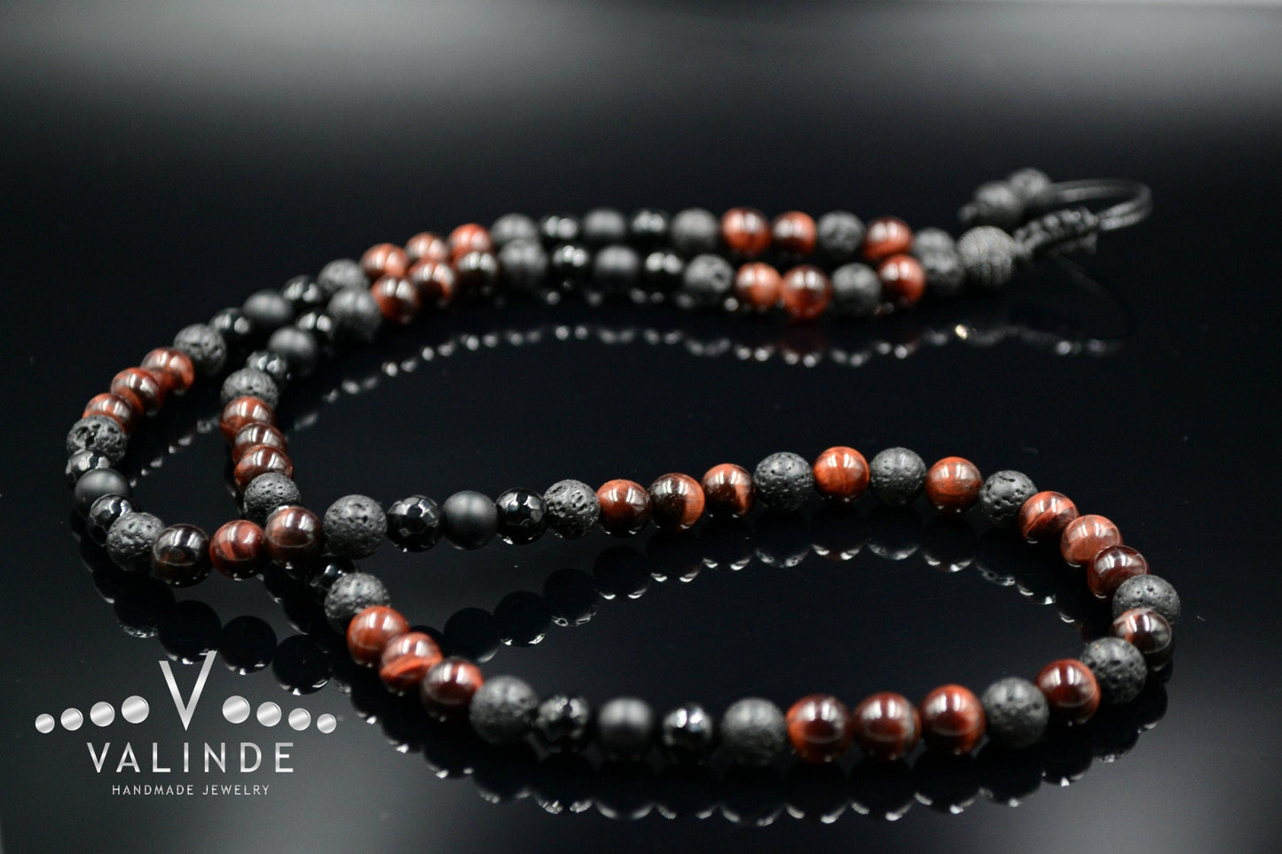 Red Tiger's Eye Necklace Men's Long Necklace Onyx Necklace CZ Necklace Gift for Men Crystal Beaded Necklace Black Zirconia Necklace For Men - Shamballa Necklace - Birthstone Necklace - Gemstone Necklace Men - Chakra Necklace - Macrame Necklace - Healing Necklace