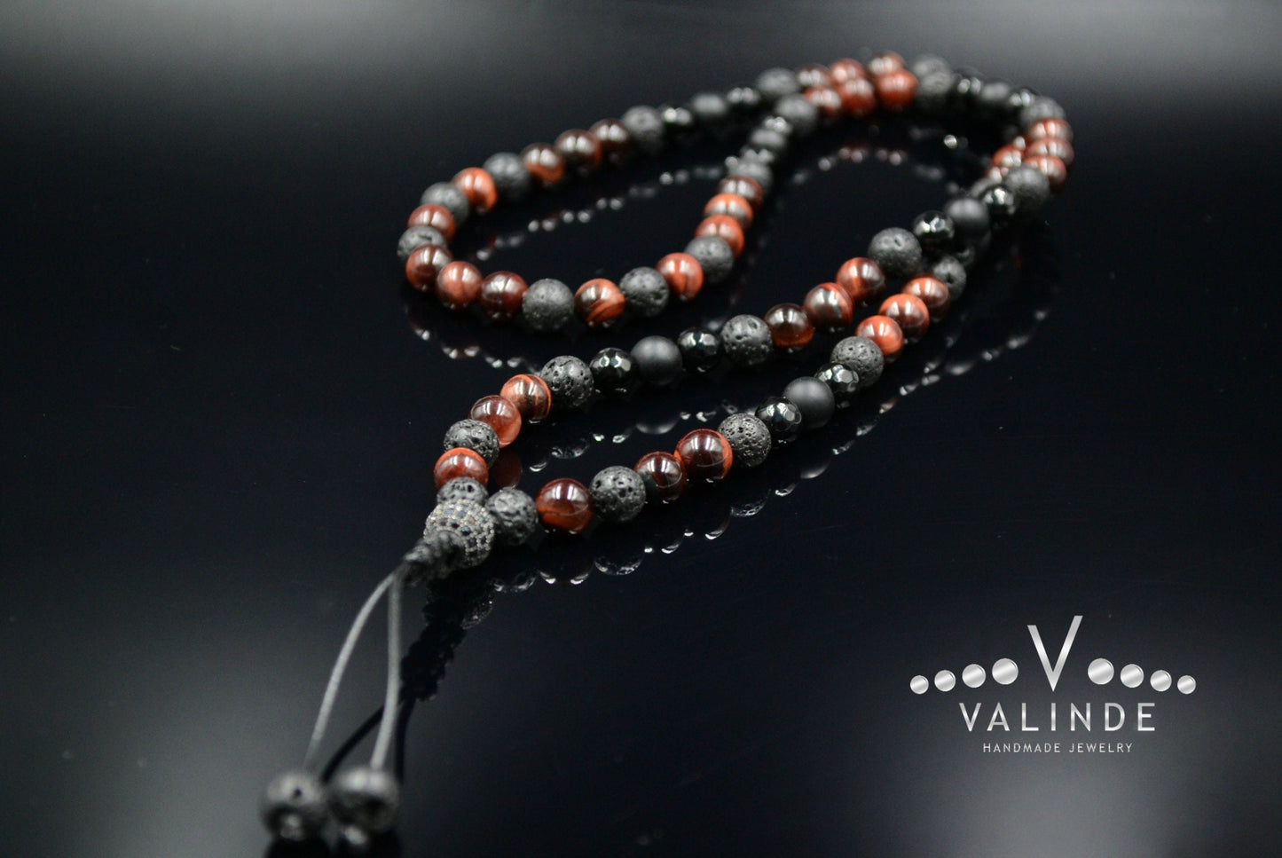 Red Tiger's Eye Necklace Men's Long Necklace Onyx Necklace CZ Necklace Gift for Men Crystal Beaded Necklace Black Zirconia Necklace For Men - Shamballa Necklace - Birthstone Necklace - Gemstone Necklace Men - Chakra Necklace - Macrame Necklace - Healing Necklace