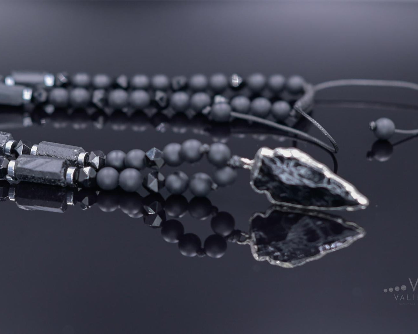 Men's Protection Necklace, Black Tourmaline Pendant Necklace, Onyx Agate Adjustable Necklace, Long Beaded Stone Necklace, Gift for Men - Shamballa Necklace - Birthstone Necklace - Gemstone Necklace Men - Chakra Necklace - Macrame Necklace - Healing Necklace - Valinde