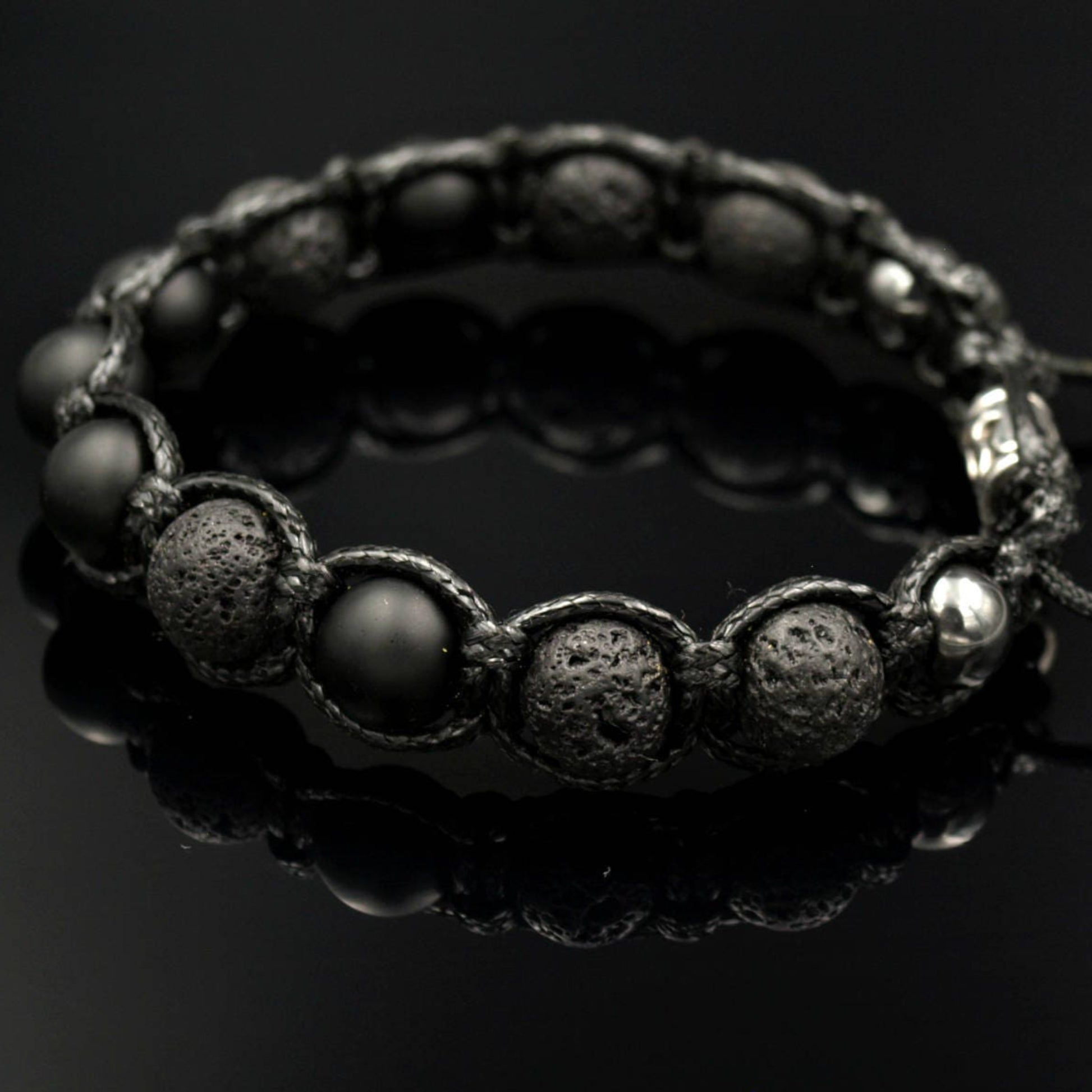Black Beaded Bracelet Men's Bracelet Lava Stone Bracelet Matte Onyx Bracelet Father's Day Gift Gift for Men Stone Adjustable Bracelet Birthstone Bracelet Healing Bracelet