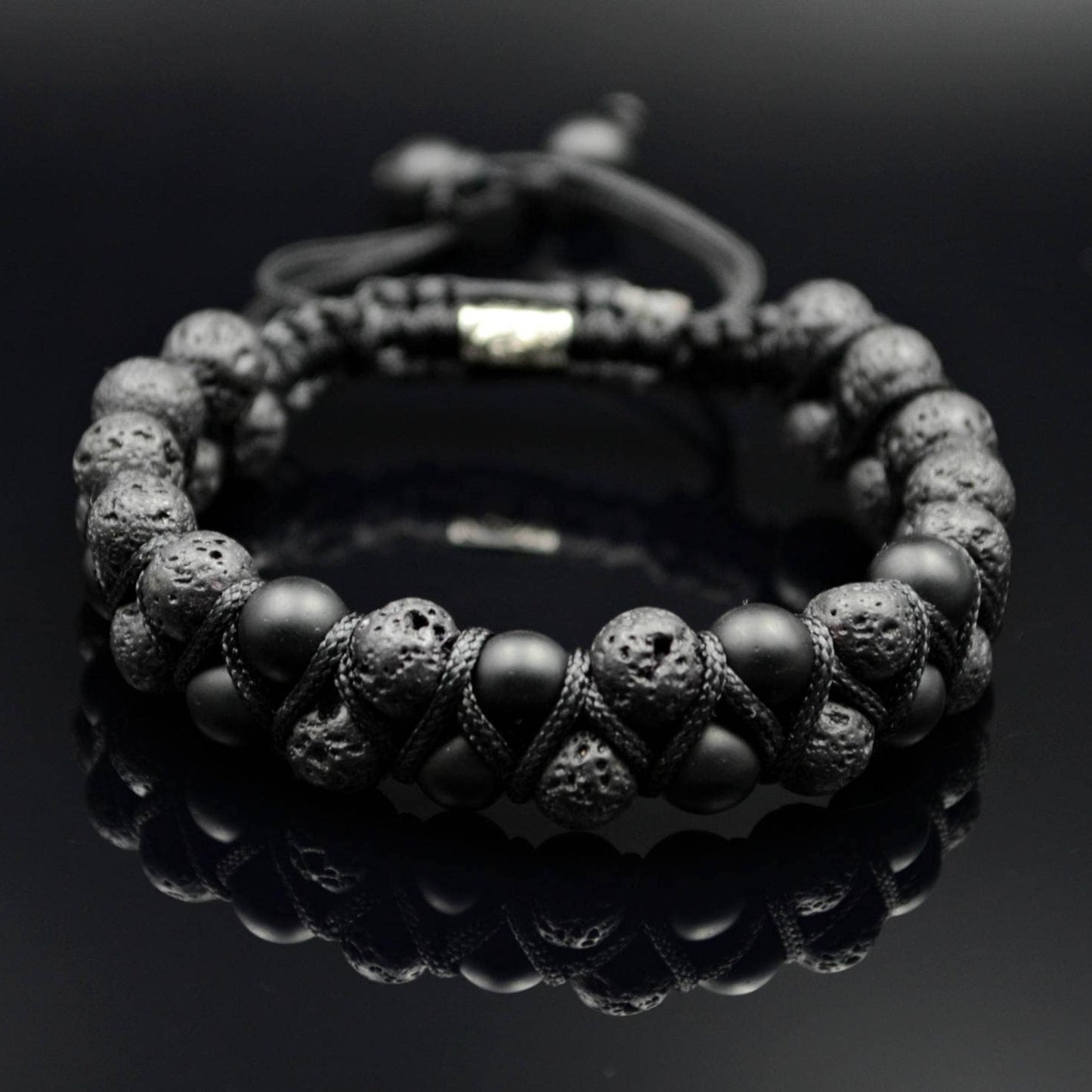 Men's Double Bracelet – Black Bracelet – Lava Stone Bracelet – Gemstone Bracelet – Onyx Bracelet – Macrame Bracelet – Beaded Bracelet - Healing Bracelet - Birthstone Bracelet