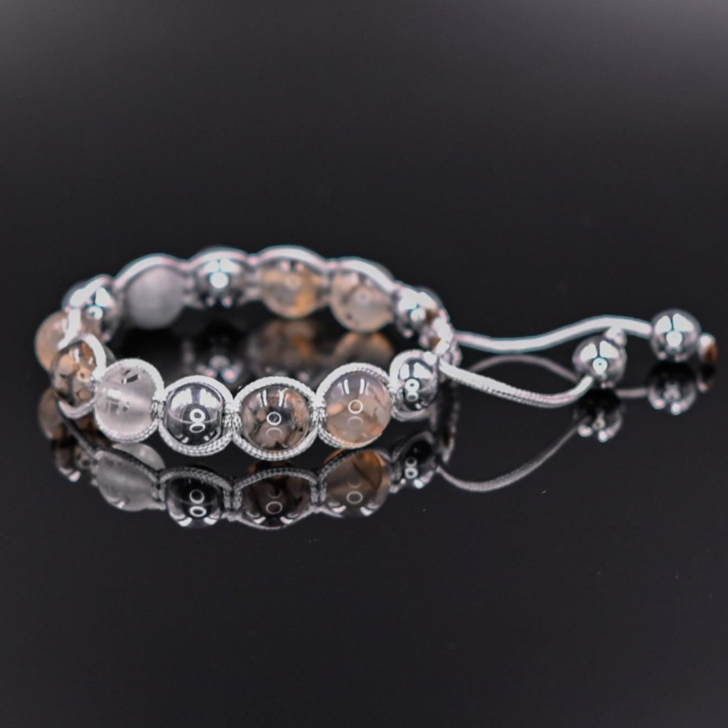 Women's Grey Agate Bracelet Hematite Bracelet Mantra Bracelet Crystal Bracelet Gift for Women Adjustable Macrame Bracelet Beaded Bracelet -Mantra OM Mani Padme Hum - Shamballa Bracelet - Birthstone Bracelet - Gemstone Bracelet Women - Chakra Bracelet - Macrame Bracelet - Healing Bracelet - Valinde