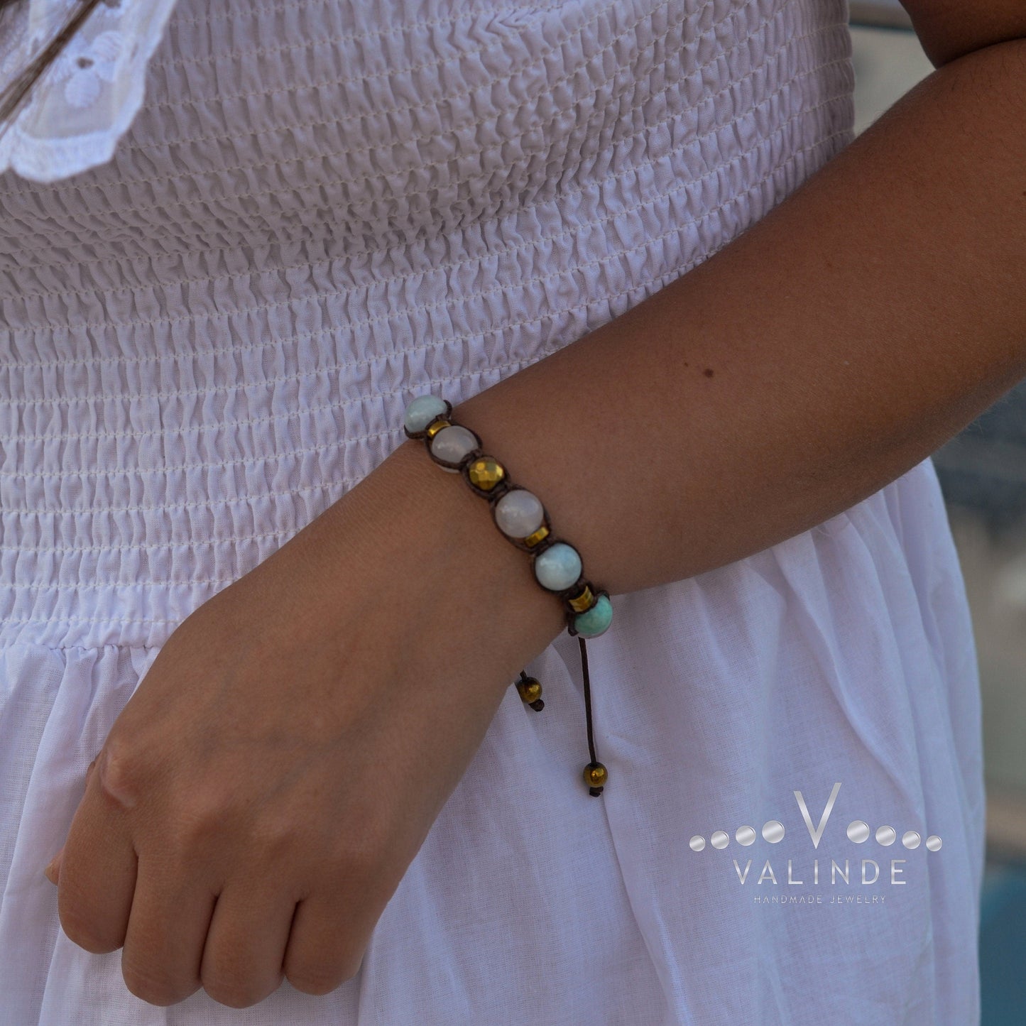 Agate Crystal Bracelet for Women - Women's Amazonite Beads Bracelet - Macrame Adjustable Bracelet - Gift for Women - Mother's Day Gift - Shamballa Bracelet - Birthstone Bracelet - Gemstone Bracelet Men - Chakra Bracelet - Macrame Bracelet - Healing Bracelet - Valinde