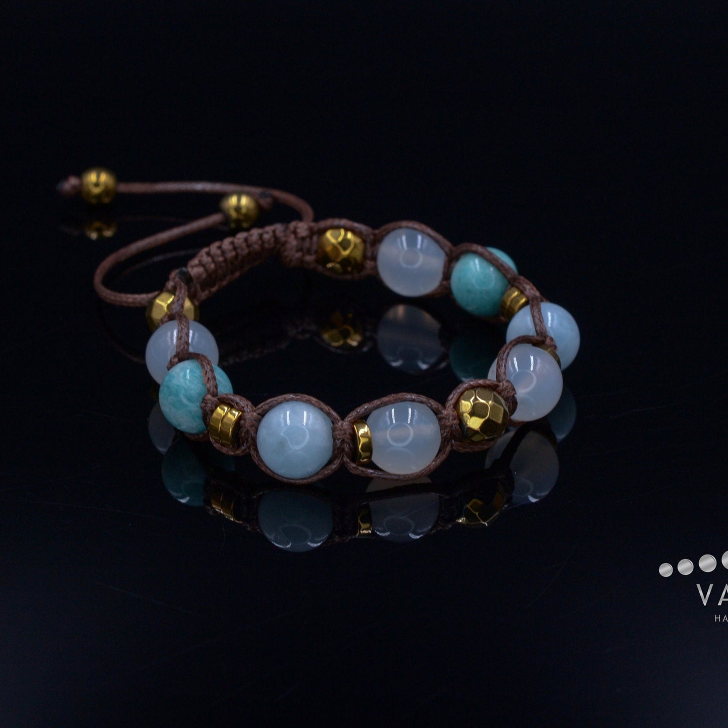 Agate Crystal Bracelet for Women - Women's Amazonite Beads Bracelet - Macrame Adjustable Bracelet - Gift for Women - Mother's Day Gift - Shamballa Bracelet - Birthstone Bracelet - Gemstone Bracelet Men - Chakra Bracelet - Macrame Bracelet - Healing Bracelet - Valinde
