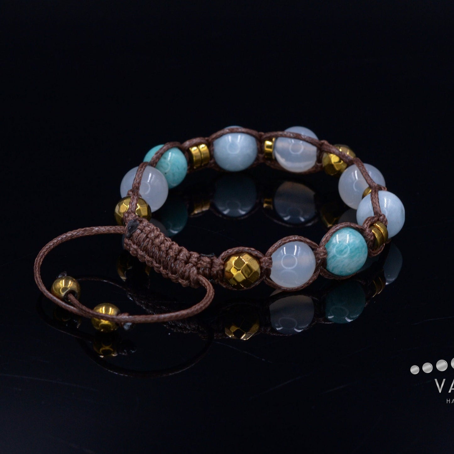 Agate Crystal Bracelet for Women - Women's Amazonite Beads Bracelet - Macrame Adjustable Bracelet - Gift for Women - Mother's Day Gift - Shamballa Bracelet - Birthstone Bracelet - Gemstone Bracelet Men - Chakra Bracelet - Macrame Bracelet - Healing Bracelet - Valinde