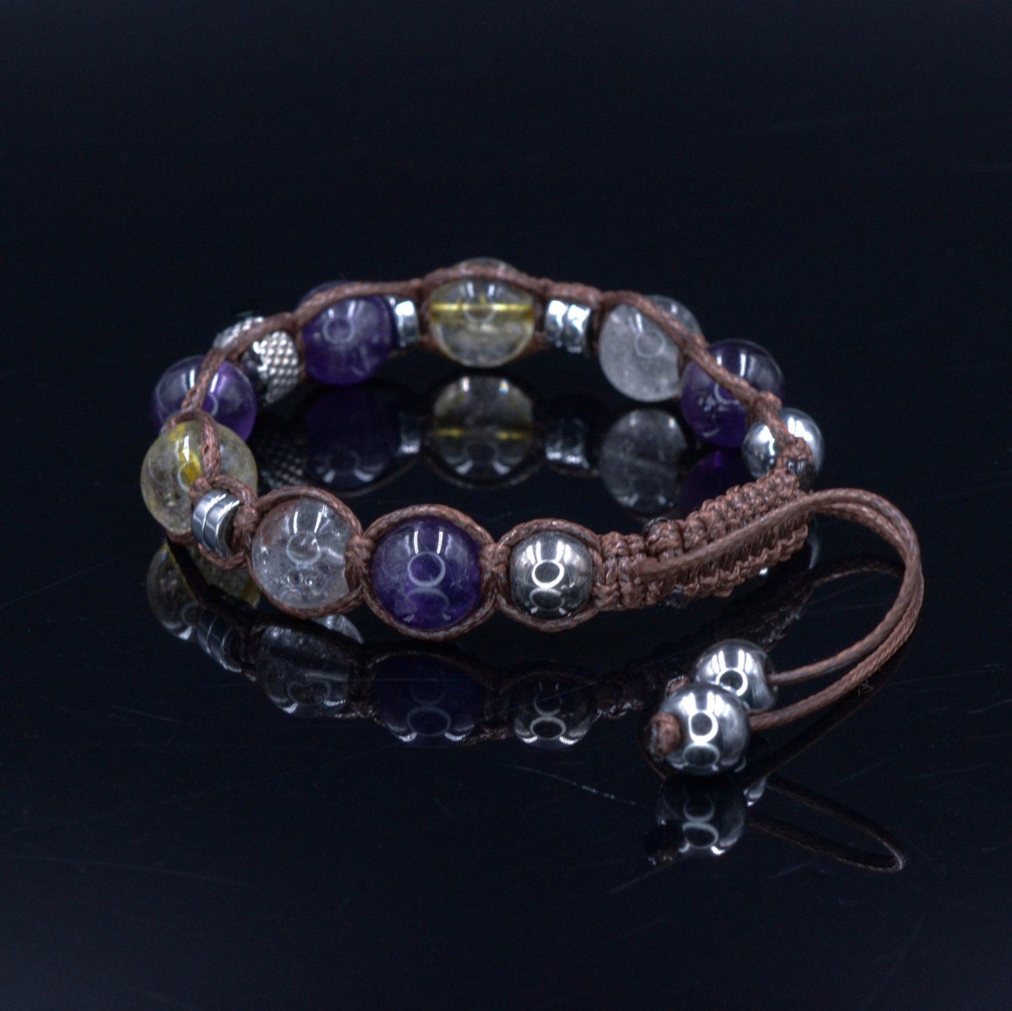 Women's Amethyst Bracelet - Quartz Crystal Beaded Bracelet - Gift for Woman - Adjustable Macrame Bracelet - Mother's Day Gift - Women's Gift- Shamballa Bracelet - Birthstone Bracelet - Gemstone Bracelet Men - Chakra Bracelet - Macrame Bracelet - Healing Bracelet - Valinde