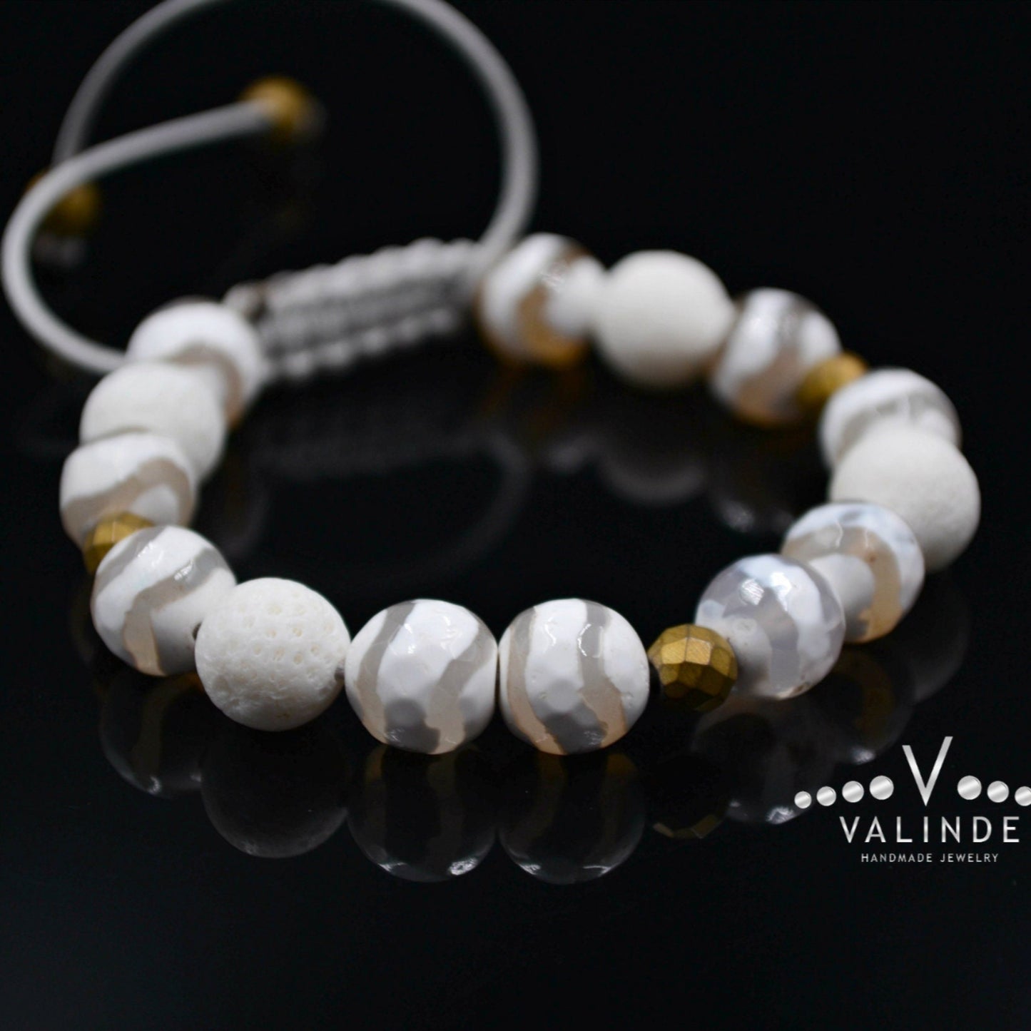 White Coral Beaded Bracelet Women's Agate Bracelet Macrame Bracelet Gift for Woman Everyday Bracelet Crystal Bracelet Hematite Bracelet - Shamballa Bracelet - Birthstone Bracelet - Gemstone Bracelet Men - Chakra Bracelet - Macrame Bracelet - Healing Bracelet - Valinde