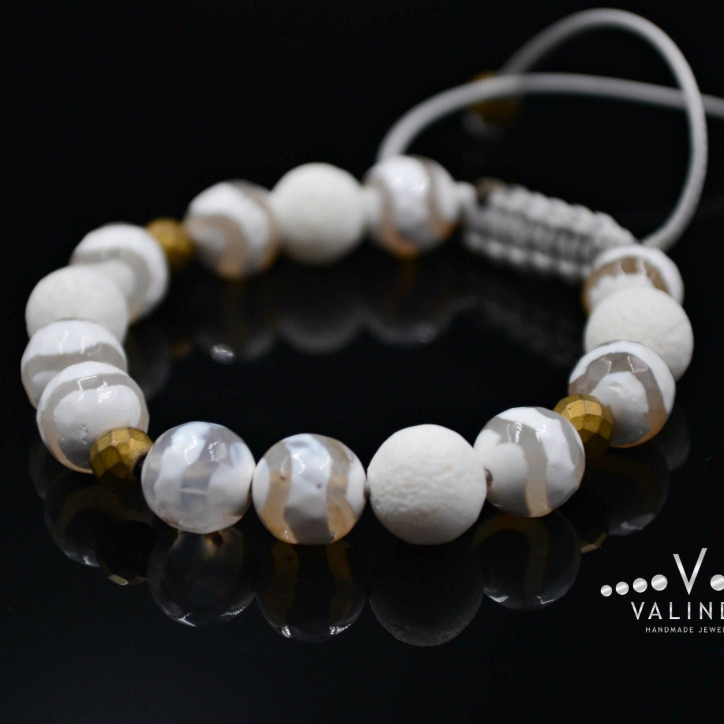 White Coral Beaded Bracelet Women's Agate Bracelet Macrame Bracelet Gift for Woman Everyday Bracelet Crystal Bracelet Hematite Bracelet - Shamballa Bracelet - Birthstone Bracelet - Gemstone Bracelet Men - Chakra Bracelet - Macrame Bracelet - Healing Bracelet - Valinde