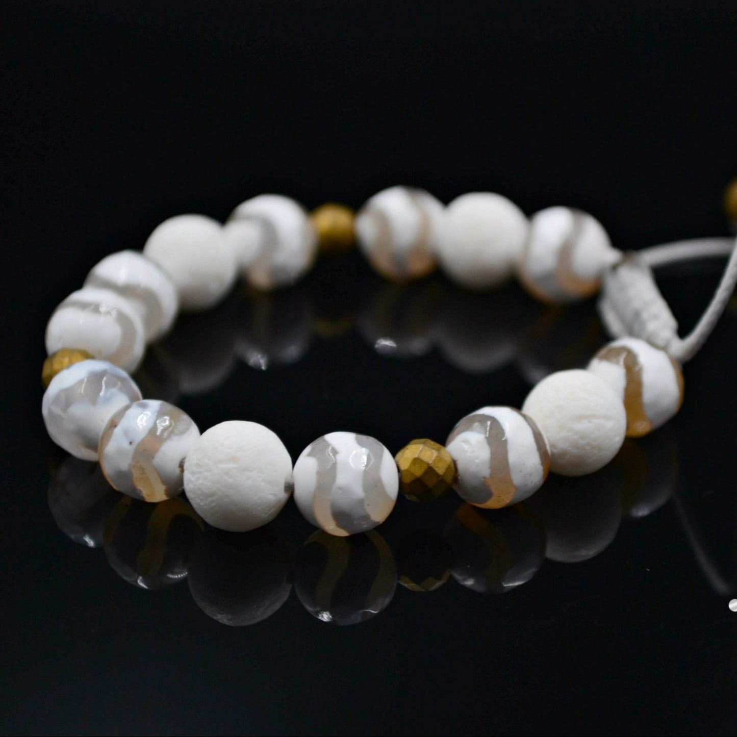 White Coral Beaded Bracelet Women's Agate Bracelet Macrame Bracelet Gift for Woman Everyday Bracelet Crystal Bracelet Hematite Bracelet - Shamballa Bracelet - Birthstone Bracelet - Gemstone Bracelet Men - Chakra Bracelet - Macrame Bracelet - Healing Bracelet - Valinde