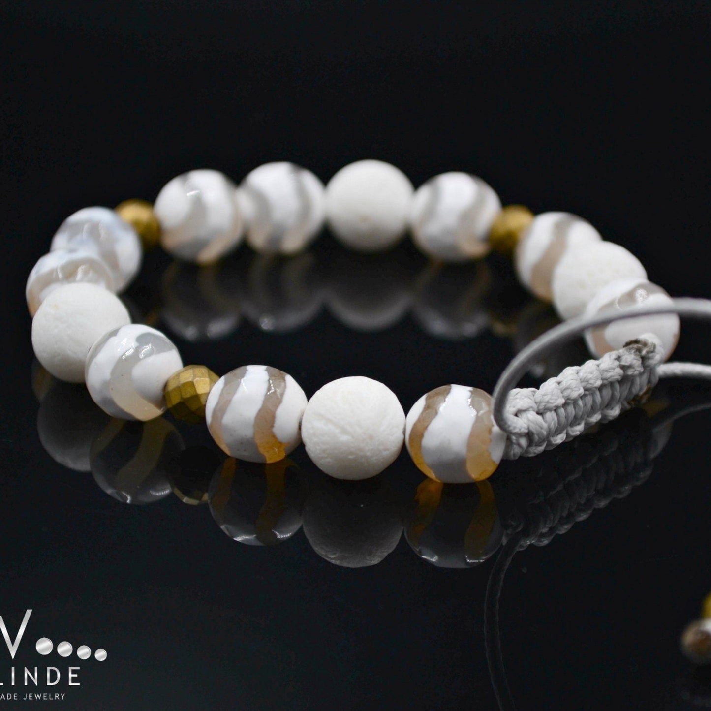 White Coral Beaded Bracelet Women's Agate Bracelet Macrame Bracelet Gift for Woman Everyday Bracelet Crystal Bracelet Hematite Bracelet - Shamballa Bracelet - Birthstone Bracelet - Gemstone Bracelet Men - Chakra Bracelet - Macrame Bracelet - Healing Bracelet - Valinde