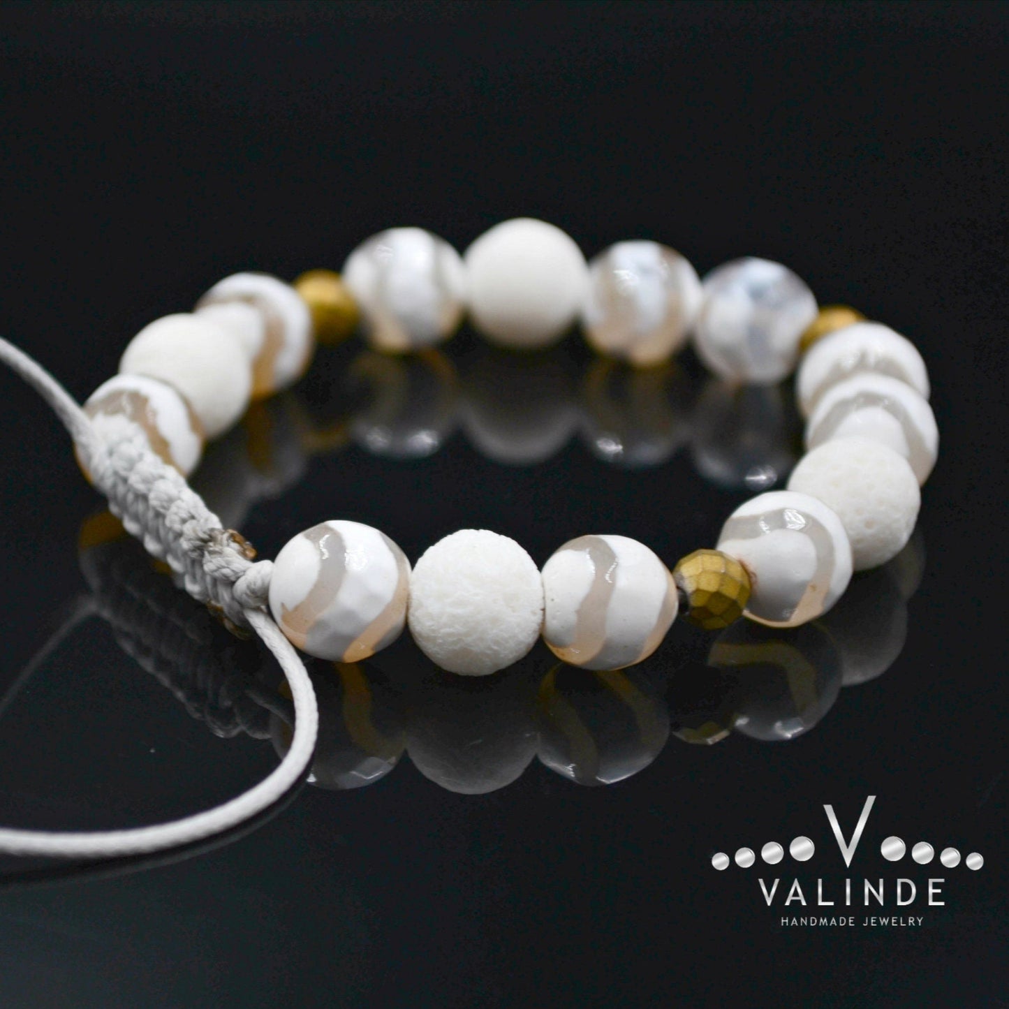 White Coral Beaded Bracelet Women's Agate Bracelet Macrame Bracelet Gift for Woman Everyday Bracelet Crystal Bracelet Hematite Bracelet - Shamballa Bracelet - Birthstone Bracelet - Gemstone Bracelet Men - Chakra Bracelet - Macrame Bracelet - Healing Bracelet - Valinde