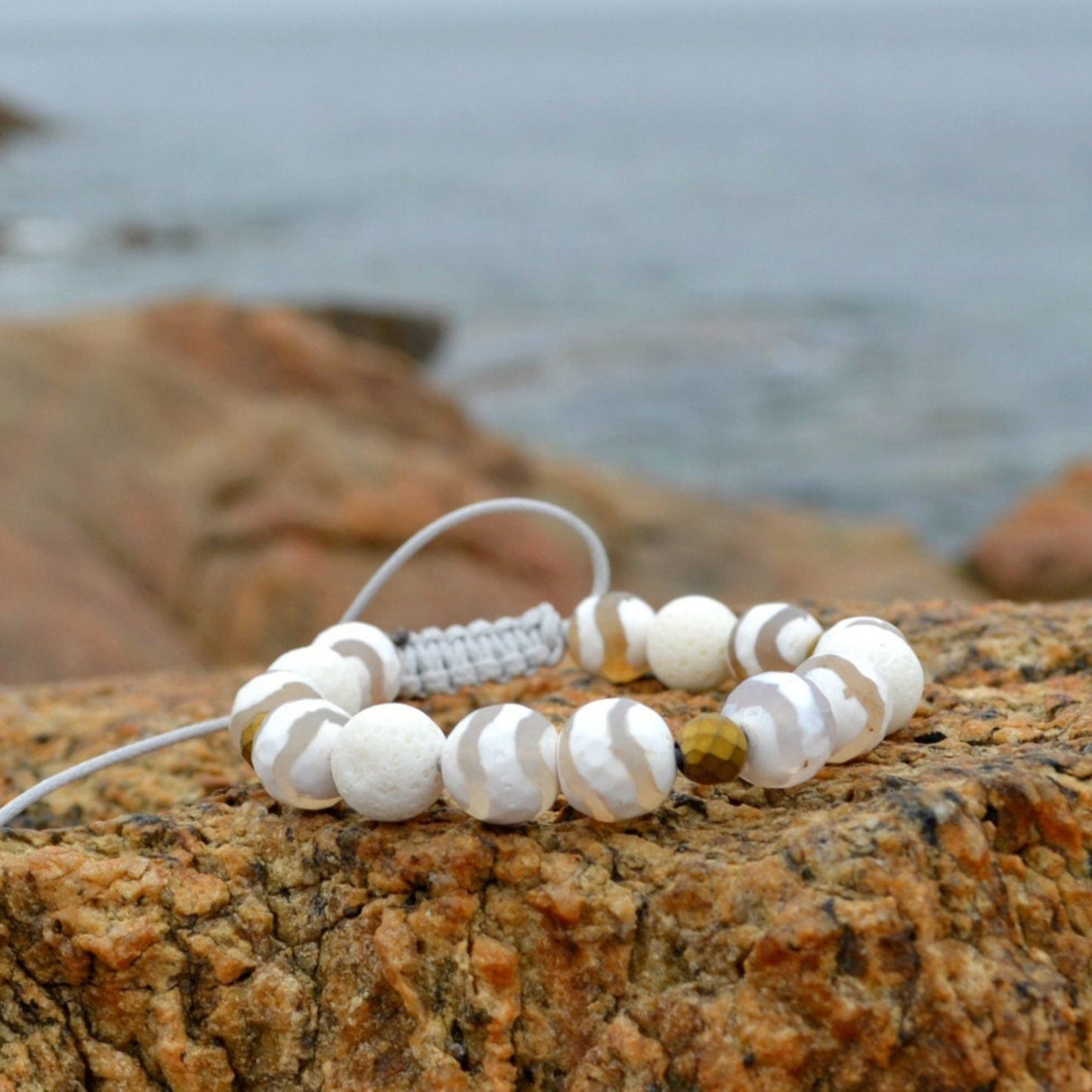 White Coral Beaded Bracelet Women's Agate Bracelet Macrame Bracelet Gift for Woman Everyday Bracelet Crystal Bracelet Hematite Bracelet - Shamballa Bracelet - Birthstone Bracelet - Gemstone Bracelet Men - Chakra Bracelet - Macrame Bracelet - Healing Bracelet - Valinde