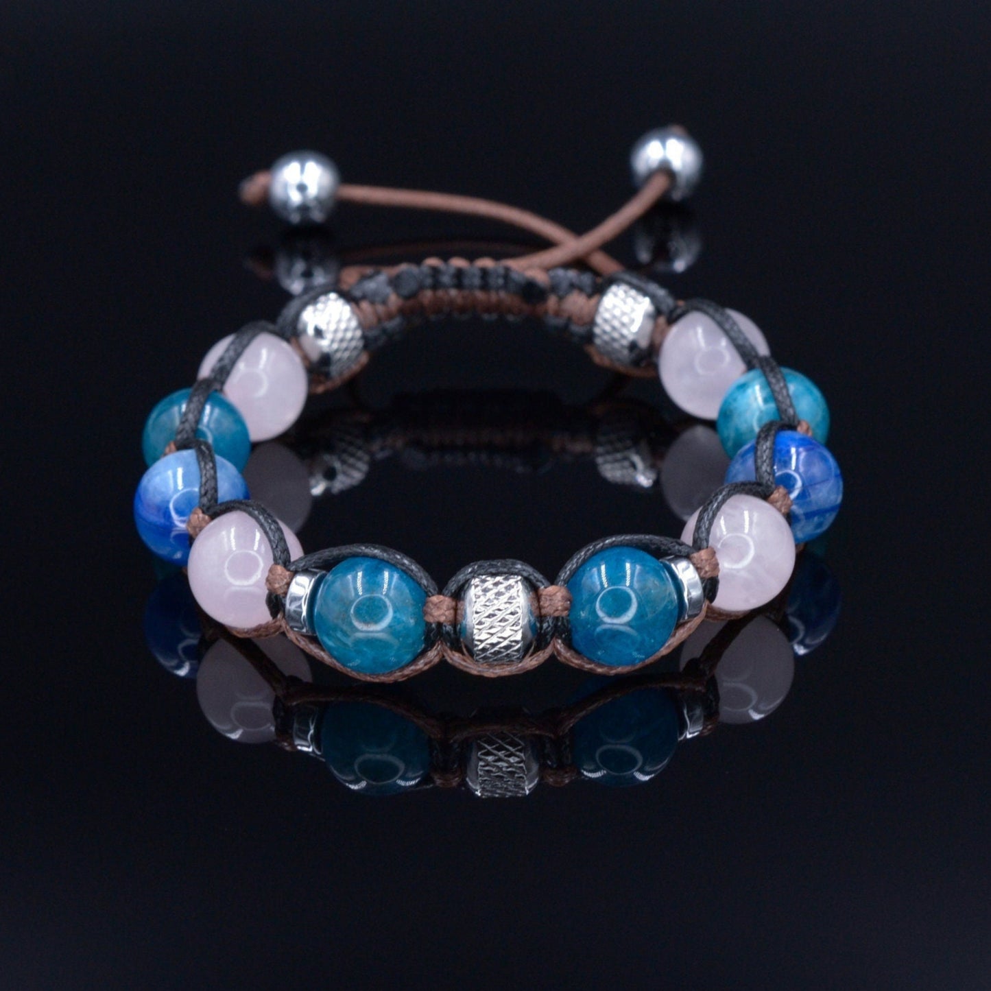 Women's Apatite Bracelet Kyanite Bracelet Gift for Woman Adjustable Crystal Bracelet Steel Beads Bracelet Macrame Bracelet Women's Gift - Shamballa Bracelet - Birthstone Bracelet - Gemstone Bracelet Men - Chakra Bracelet - Macrame Bracelet - Healing Bracelet - Valinde