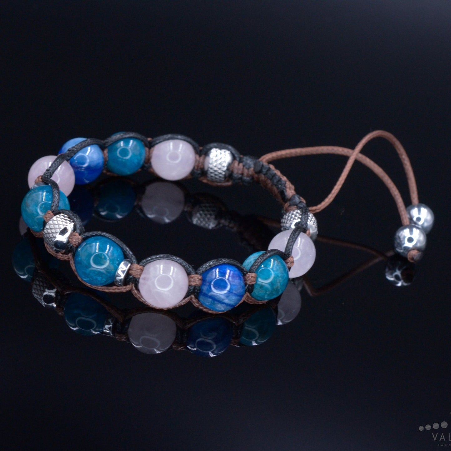Women's Apatite Bracelet Kyanite Bracelet Gift for Woman Adjustable Crystal Bracelet Steel Beads Bracelet Macrame Bracelet Women's Gift - Shamballa Bracelet - Birthstone Bracelet - Gemstone Bracelet Men - Chakra Bracelet - Macrame Bracelet - Healing Bracelet - Valinde