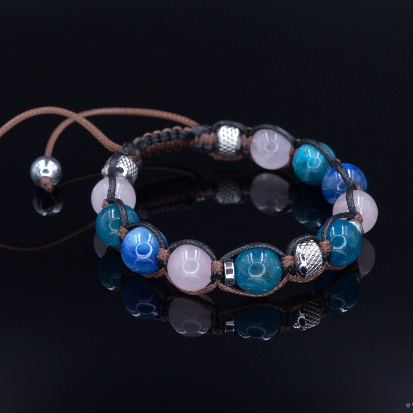 Women's Apatite Bracelet Kyanite Bracelet Gift for Woman Adjustable Crystal Bracelet Steel Beads Bracelet Macrame Bracelet Women's Gift - Shamballa Bracelet - Birthstone Bracelet - Gemstone Bracelet Men - Chakra Bracelet - Macrame Bracelet - Healing Bracelet - Valinde