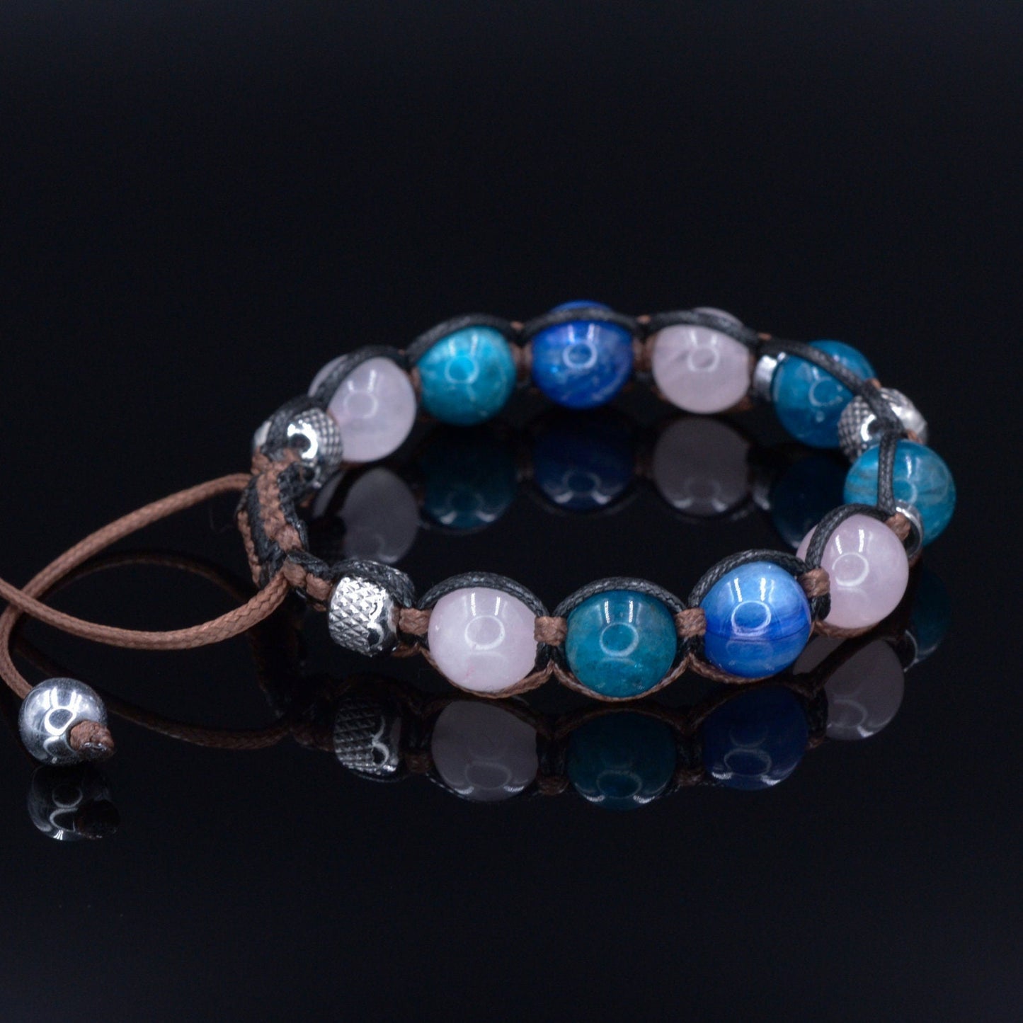Women's Apatite Bracelet Kyanite Bracelet Gift for Woman Adjustable Crystal Bracelet Steel Beads Bracelet Macrame Bracelet Women's Gift - Shamballa Bracelet - Birthstone Bracelet - Gemstone Bracelet Men - Chakra Bracelet - Macrame Bracelet - Healing Bracelet - Valinde