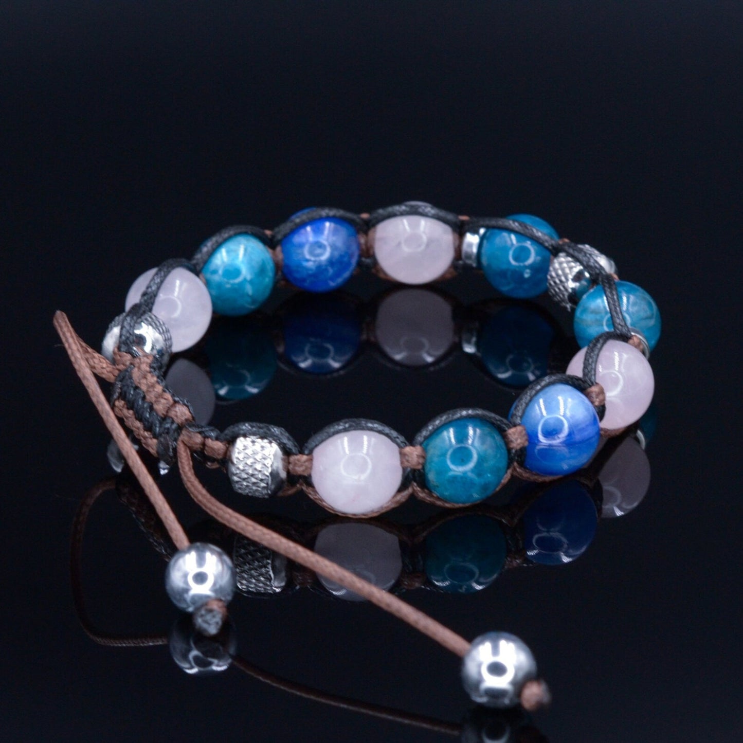 Women's Apatite Bracelet Kyanite Bracelet Gift for Woman Adjustable Crystal Bracelet Steel Beads Bracelet Macrame Bracelet Women's Gift - Shamballa Bracelet - Birthstone Bracelet - Gemstone Bracelet Men - Chakra Bracelet - Macrame Bracelet - Healing Bracelet - Valinde