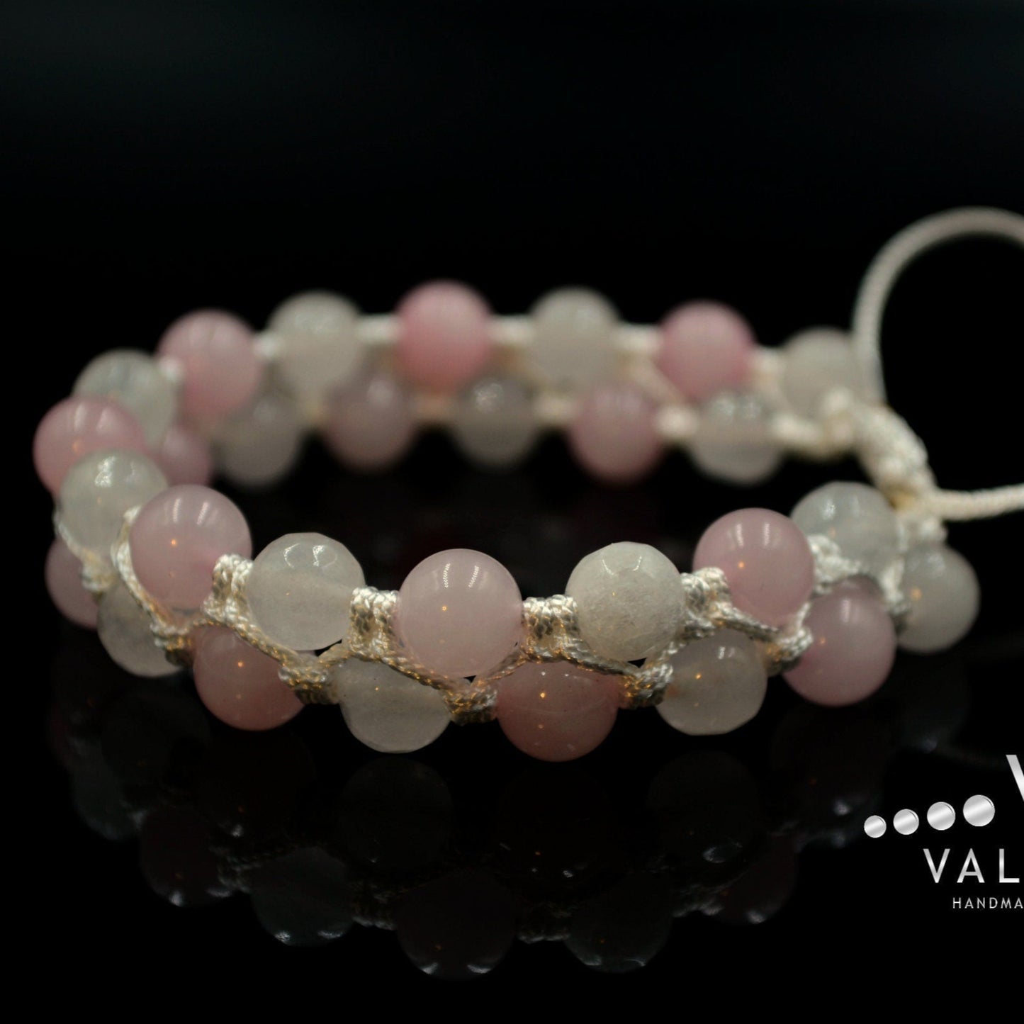 Women's White Nephrite Double Bracelet Rose Quartz Bracelet Macrame Bracelet Double Row Bracelet Gift for Women Adjustable Crystal Bracelet - Shamballa Bracelet - Birthstone Bracelet - Gemstone Bracelet Men - Chakra Bracelet - Macrame Bracelet - Healing Bracelet - Valinde