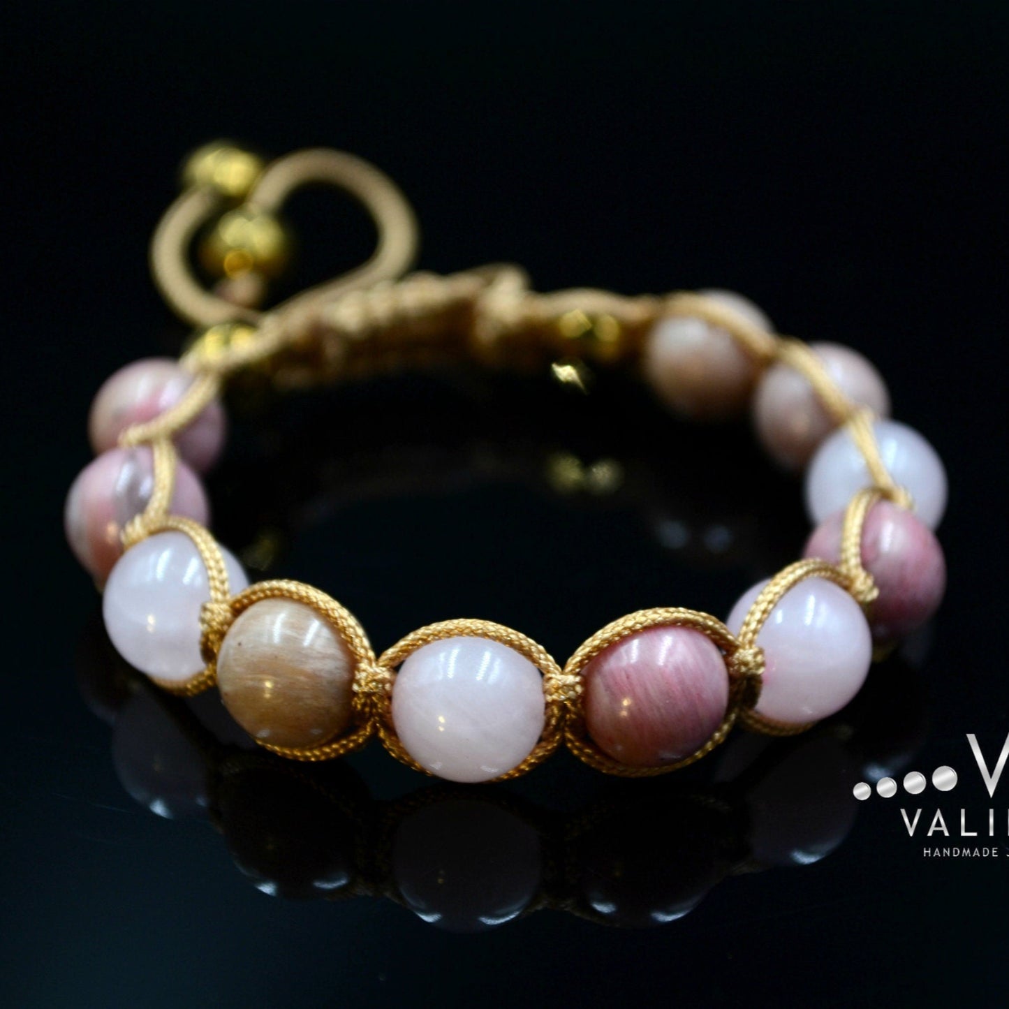 Women's Rose Quartz Macrame Bracelet Pink Rhodonite Bracelet Hematite Bracelet Crystal Bracelet Gift for Women Mother's Day Gift - Shamballa Bracelet - Birthstone Bracelet - Yoga Bracelet - Gemstone Bracelet Women - Chakra Bracelet - Macrame Bracelet - Healing Bracelet - Valinde