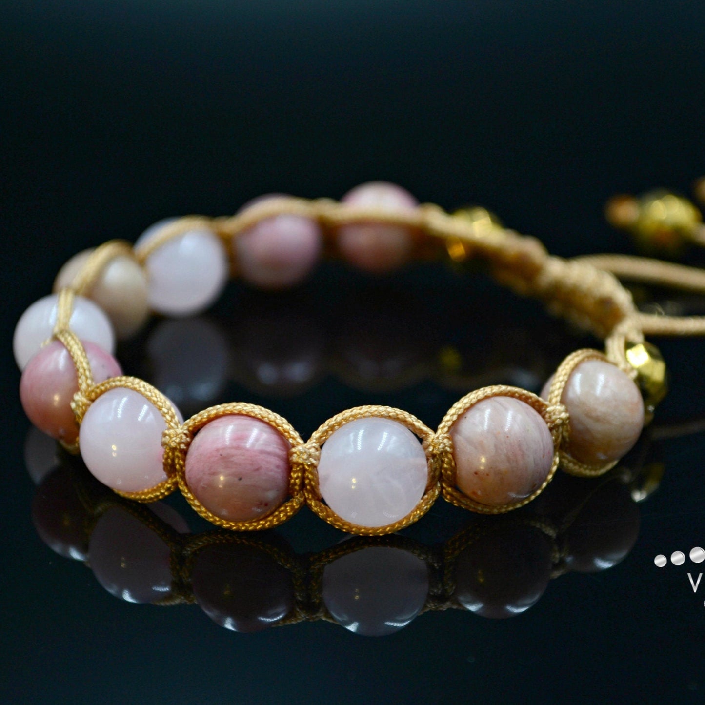 Women's Rose Quartz Macrame Bracelet Pink Rhodonite Bracelet Hematite Bracelet Crystal Bracelet Gift for Women Mother's Day Gift - Shamballa Bracelet - Birthstone Bracelet - Yoga Bracelet - Gemstone Bracelet Women - Chakra Bracelet - Macrame Bracelet - Healing Bracelet - Valinde