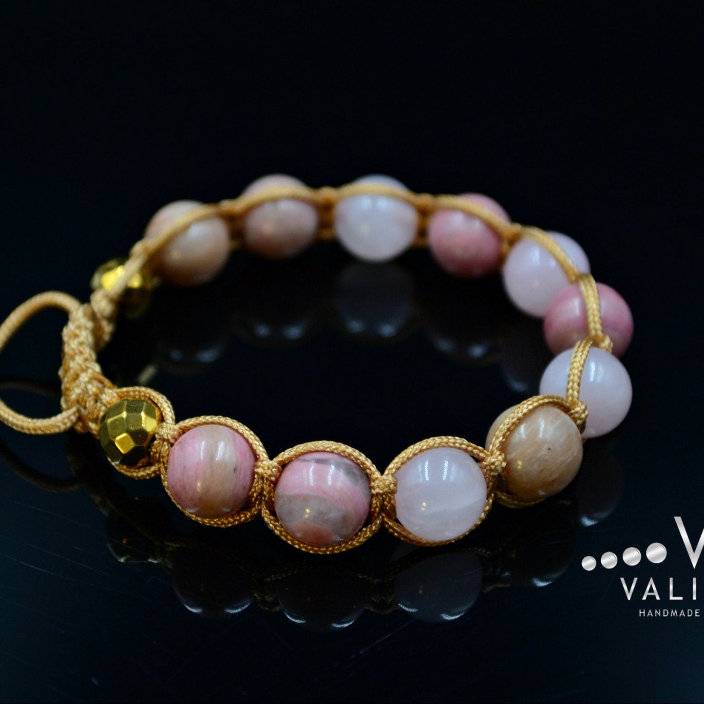 Women's Rose Quartz Macrame Bracelet Pink Rhodonite Bracelet Hematite Bracelet Crystal Bracelet Gift for Women Mother's Day Gift - Shamballa Bracelet - Birthstone Bracelet - Yoga Bracelet - Gemstone Bracelet Women - Chakra Bracelet - Macrame Bracelet - Healing Bracelet - Valinde